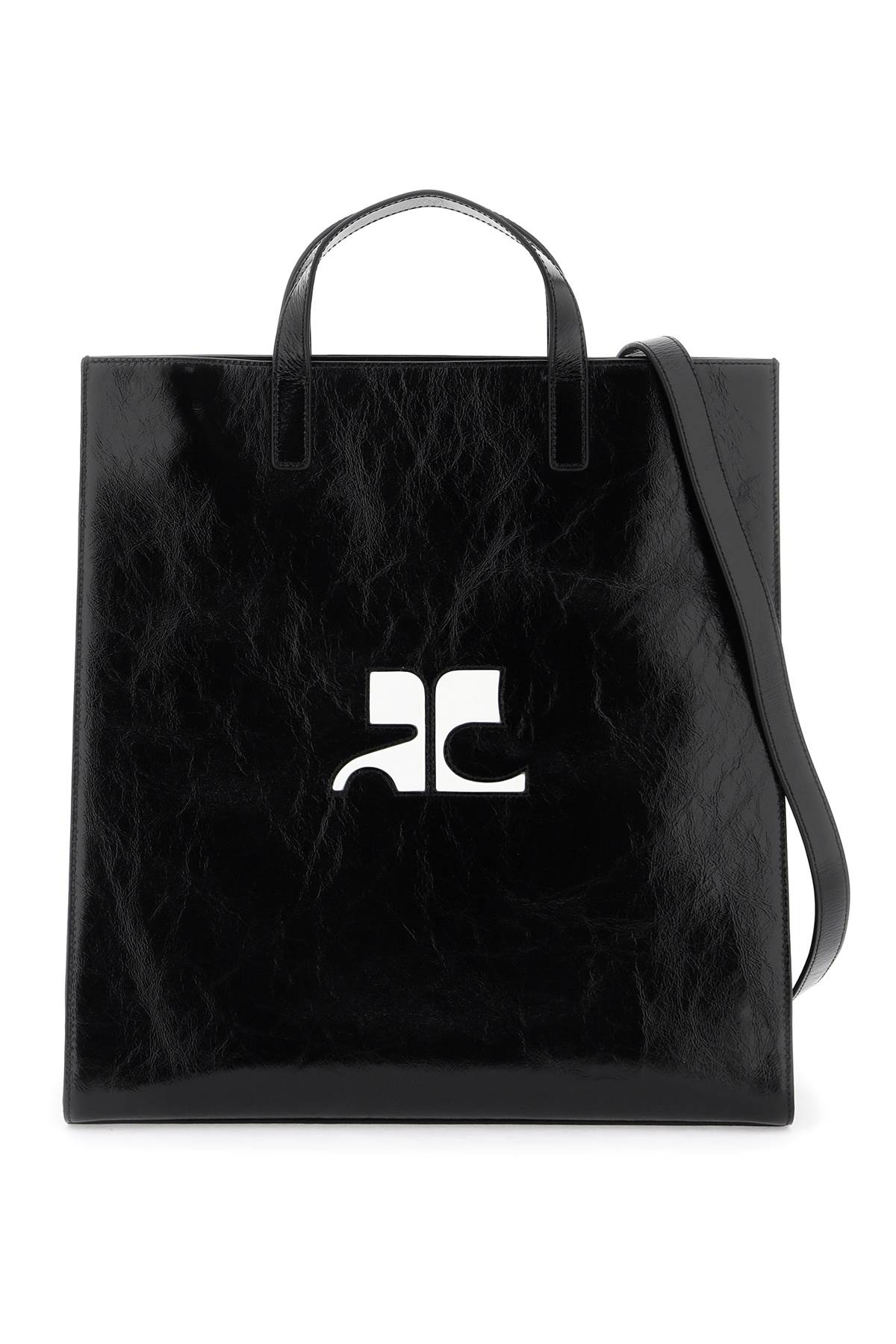 Shop Courrèges "heritage Leather Naplack Tote In Black