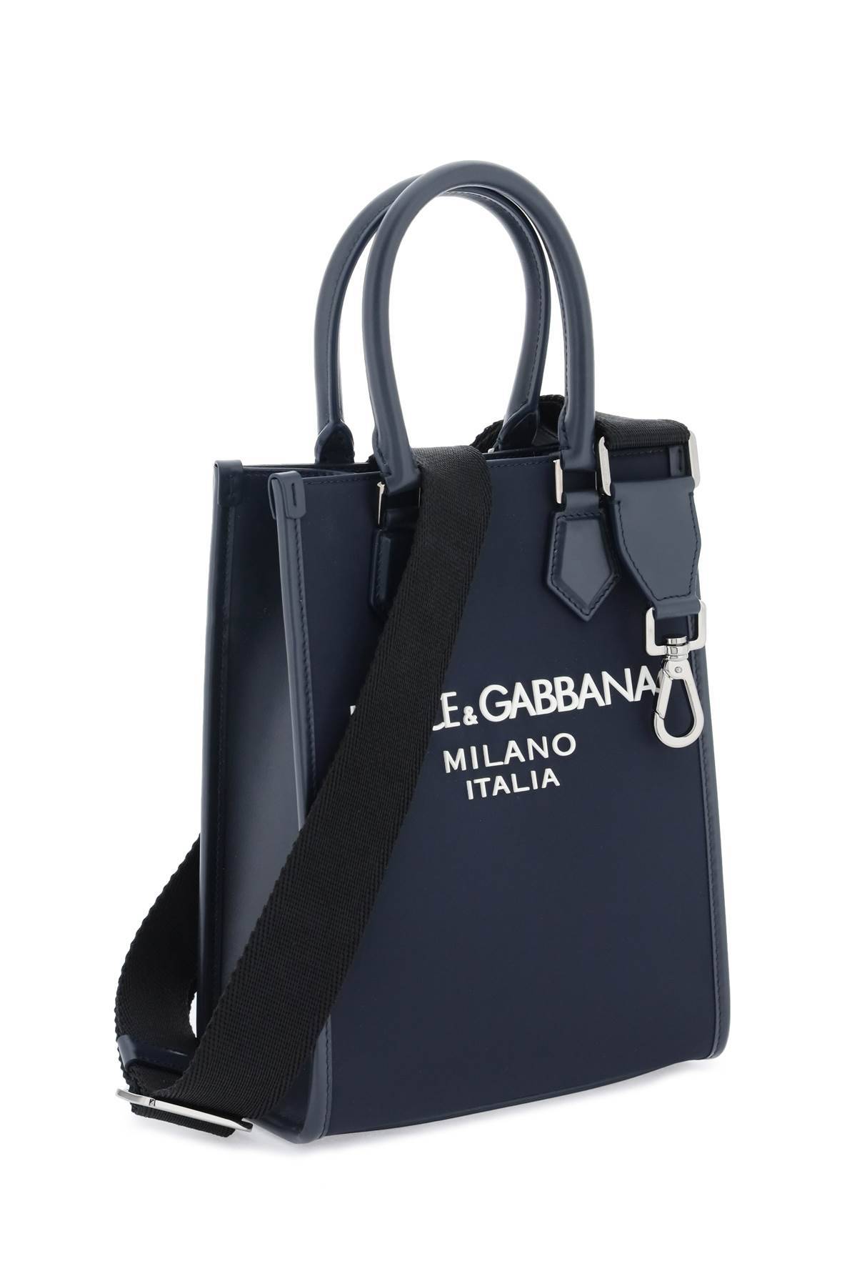 Shop Dolce & Gabbana Small Nylon Tote Bag With Logo In Blue