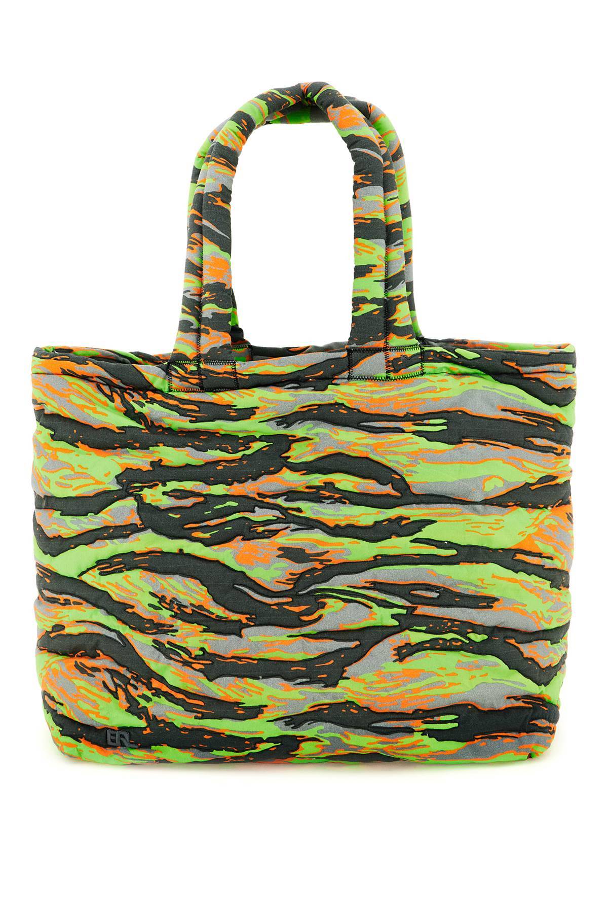 Shop Erl Camouflage Puffer Bag In Grey,green,orange
