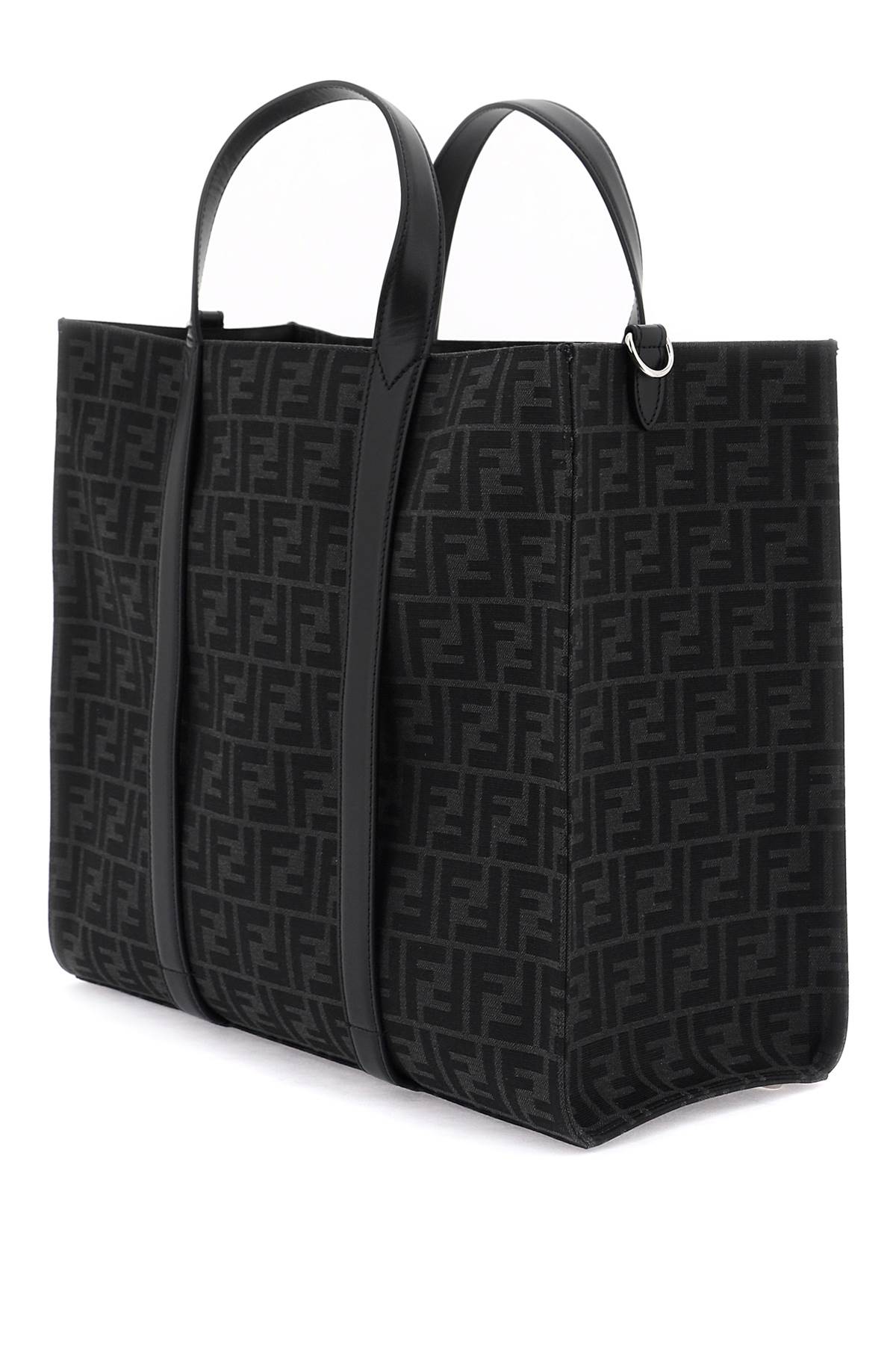 Shop Fendi Recycled Ff Jacquard Fabric Tote Bag In Black