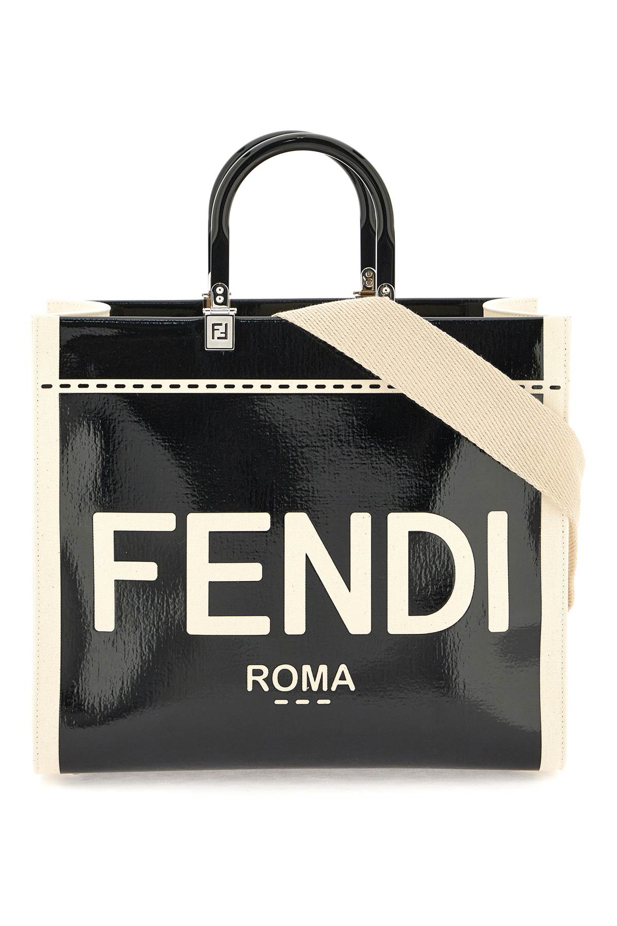 Shop Fendi 'sunshine' Medium Tote Bag In White