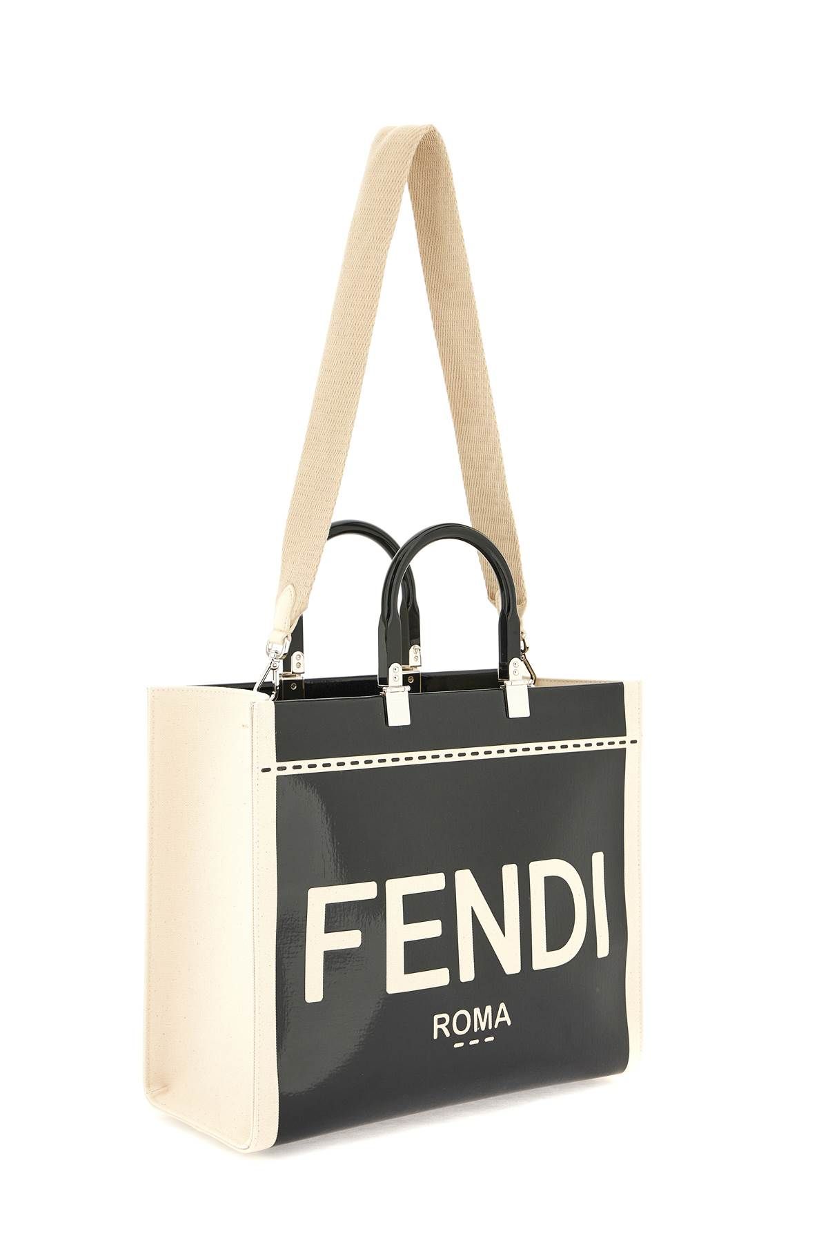 Shop Fendi 'sunshine' Medium Tote Bag In White