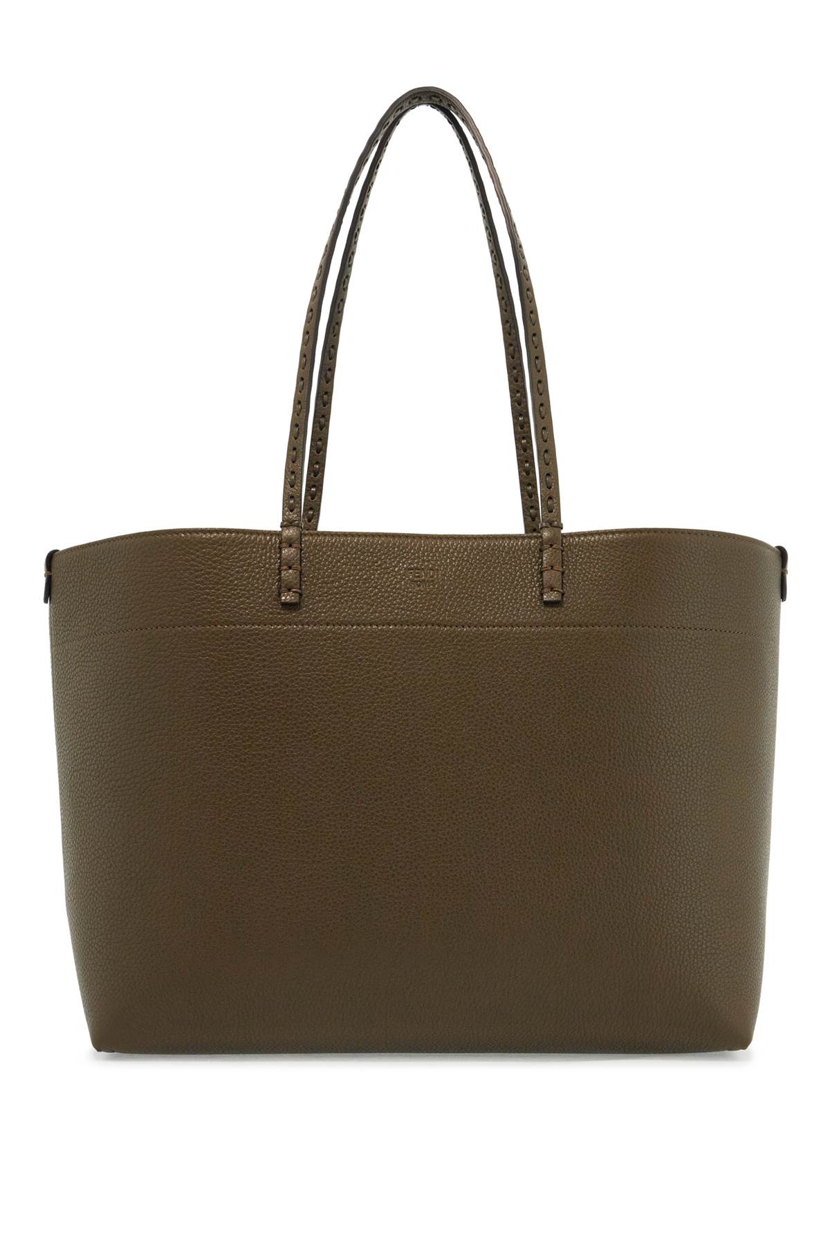 Shop Fendi Medium Roll Shopping Bag In Khaki