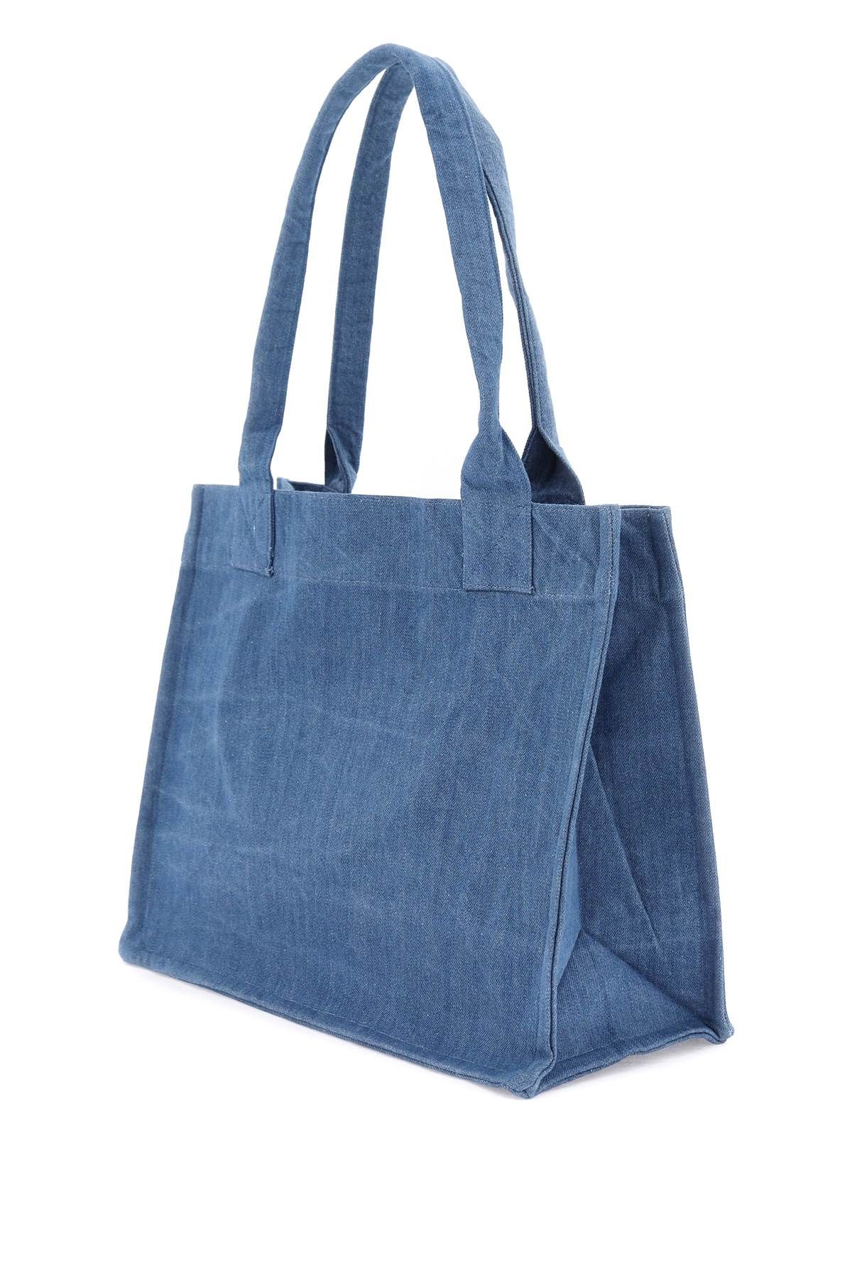 Shop Ganni Tote Bag With Embroidery In Blue