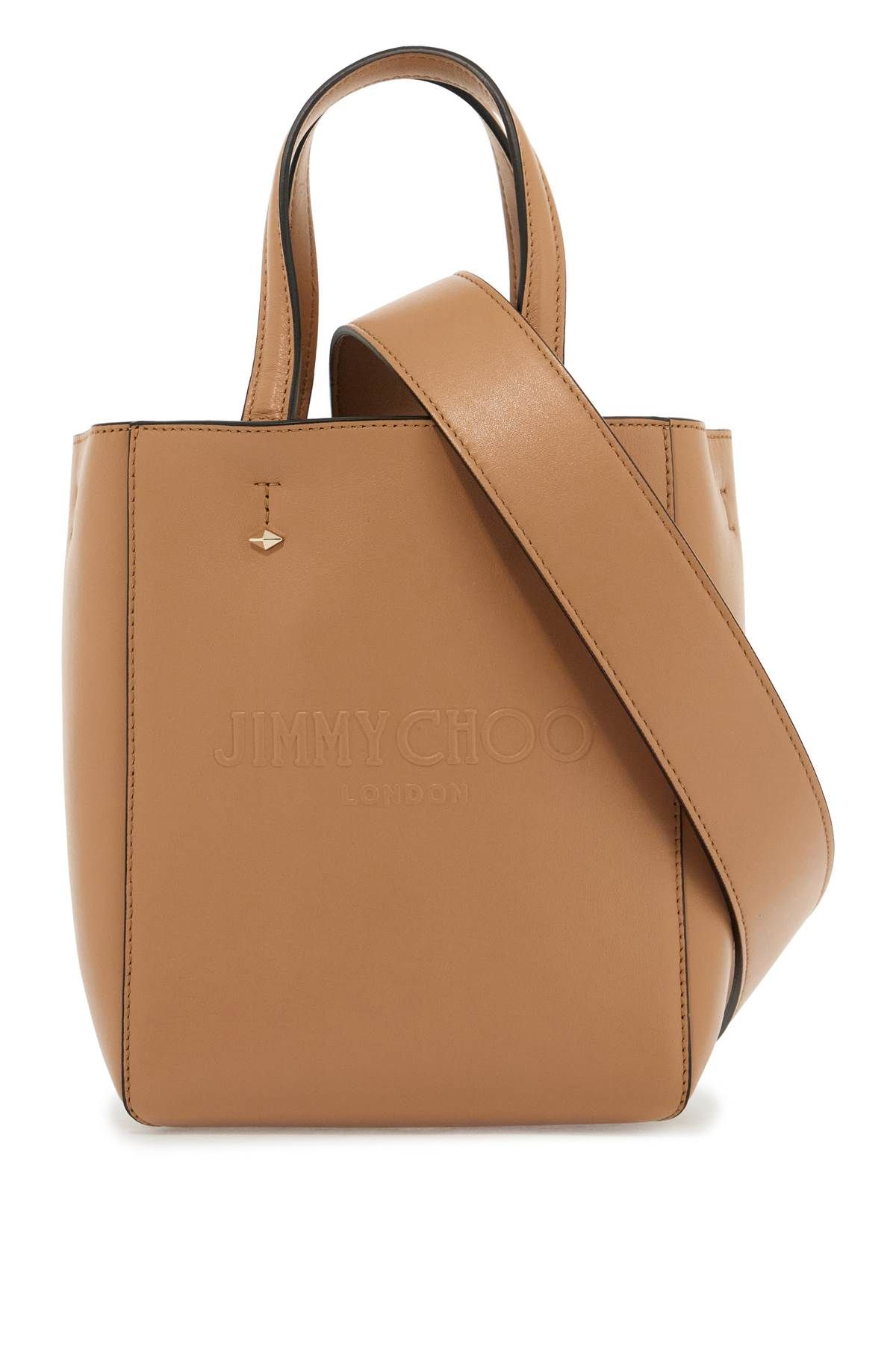 Shop Jimmy Choo Smooth Leather Lenny N/s Tote Bag. In Beige