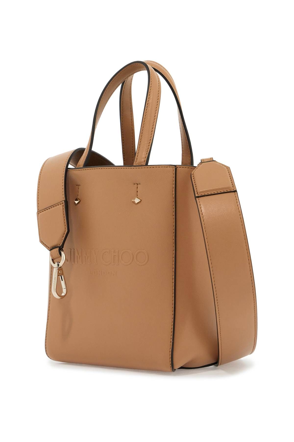 Shop Jimmy Choo Smooth Leather Lenny N/s Tote Bag. In Beige