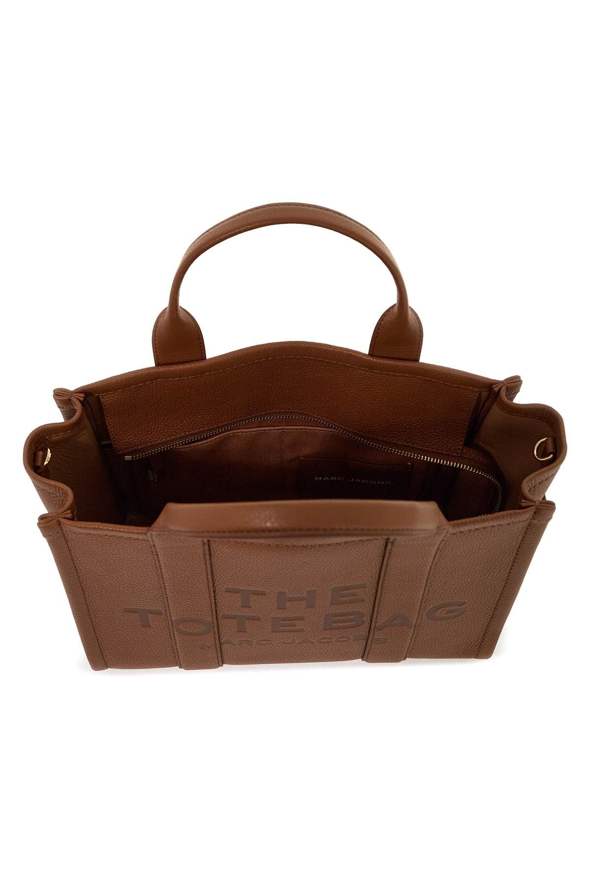 Shop Marc Jacobs The Leather Medium Tote Bag In Brown