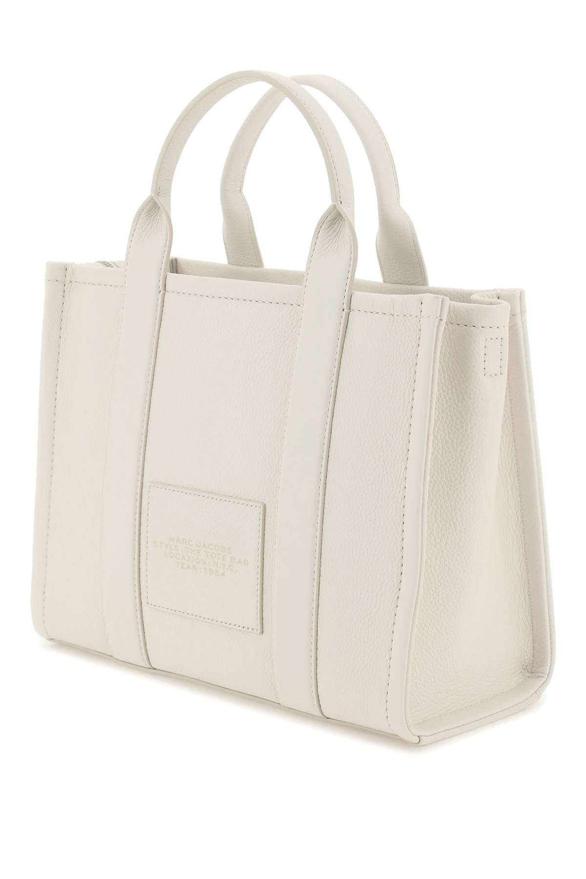 Shop Marc Jacobs The Leather Medium Tote Bag In White