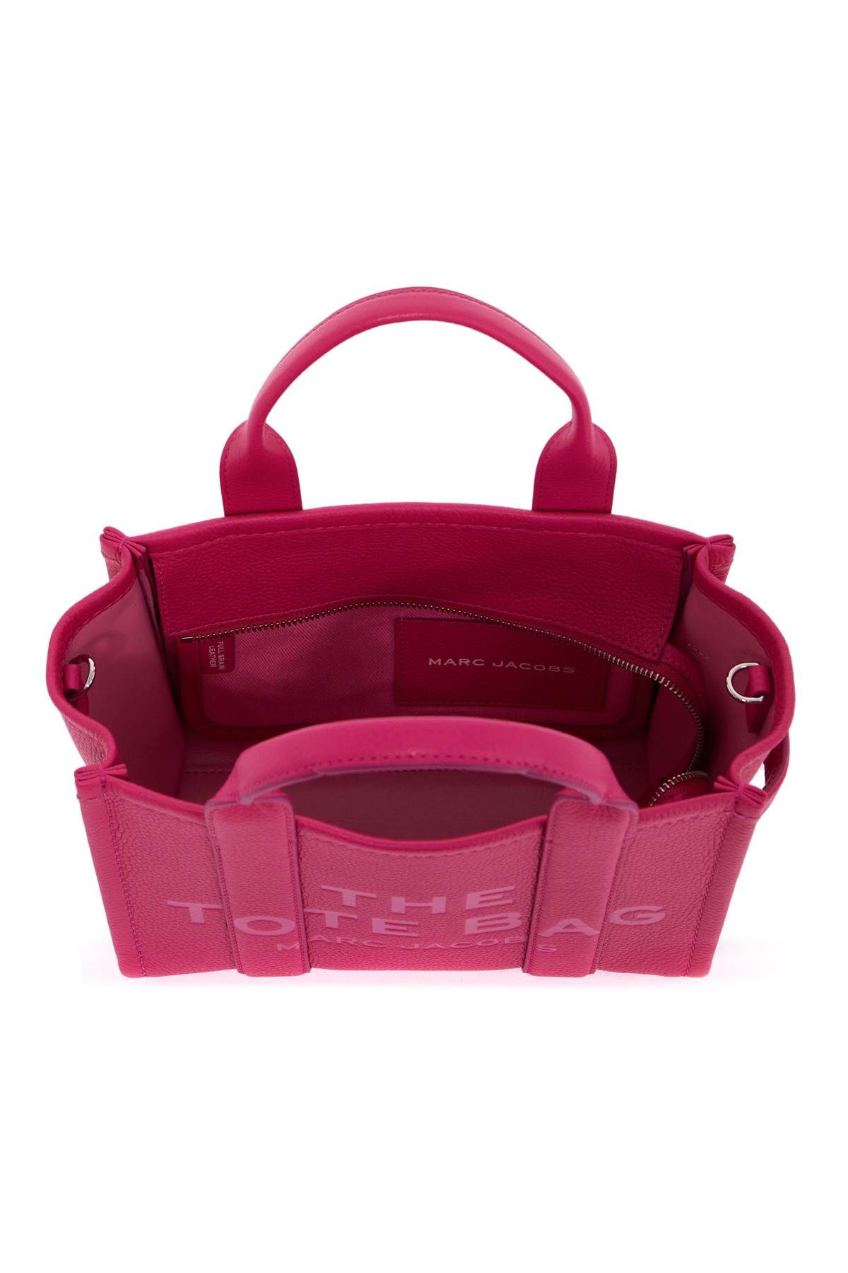 Shop Marc Jacobs The Leather Small Tote Bag In Fuchsia