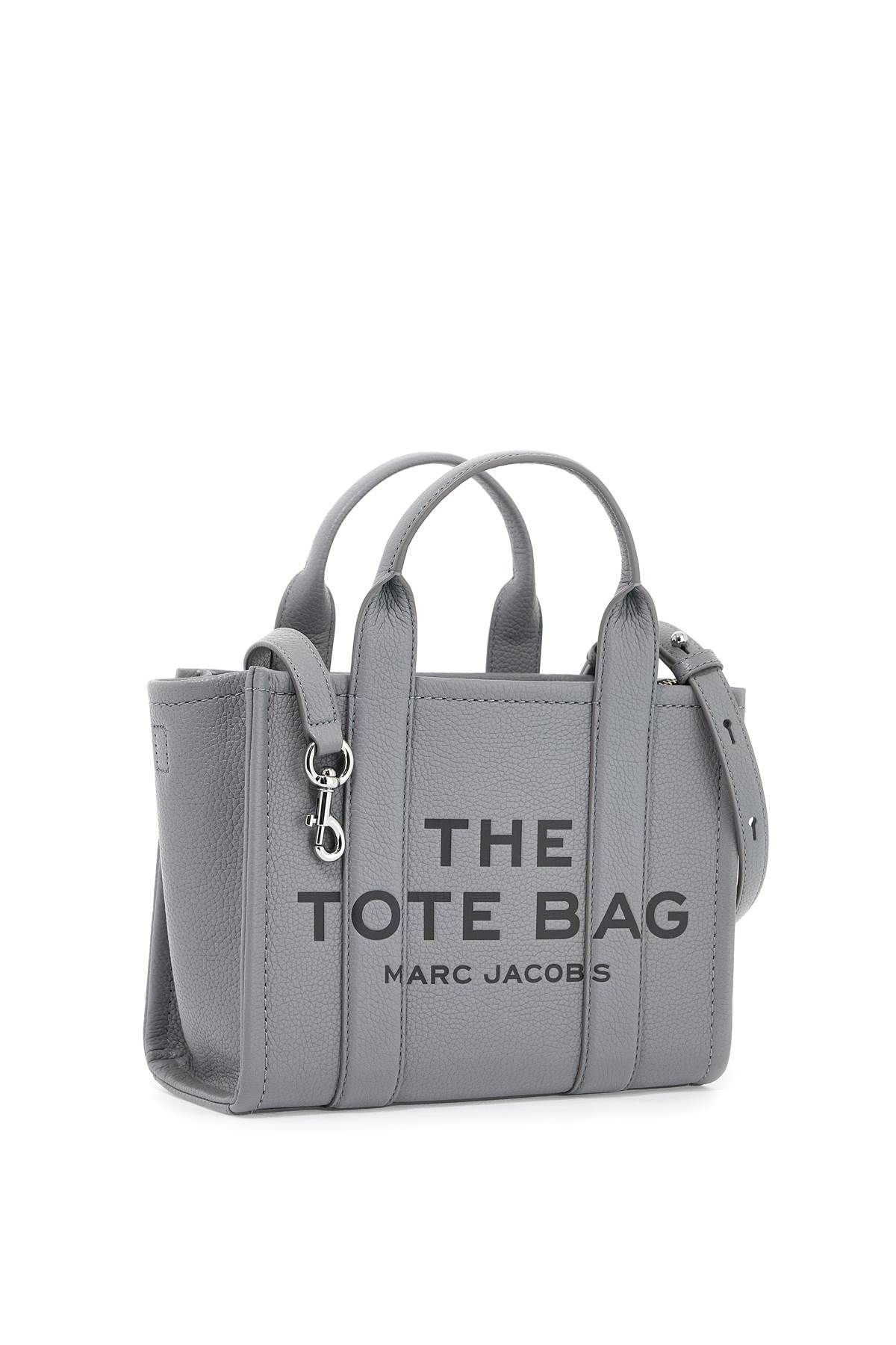 Shop Marc Jacobs The Leather Small Tote Bag In Grey