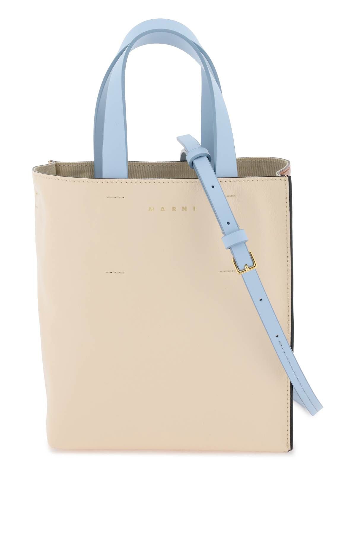 Shop Marni Multicolor Museo Tote Bag In Beige,light Blue,brown