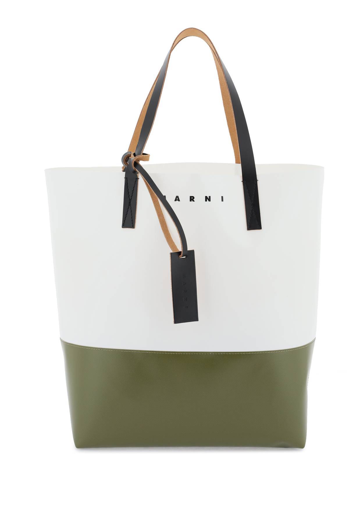 Shop Marni Tribeca Tote Bag In Green,white