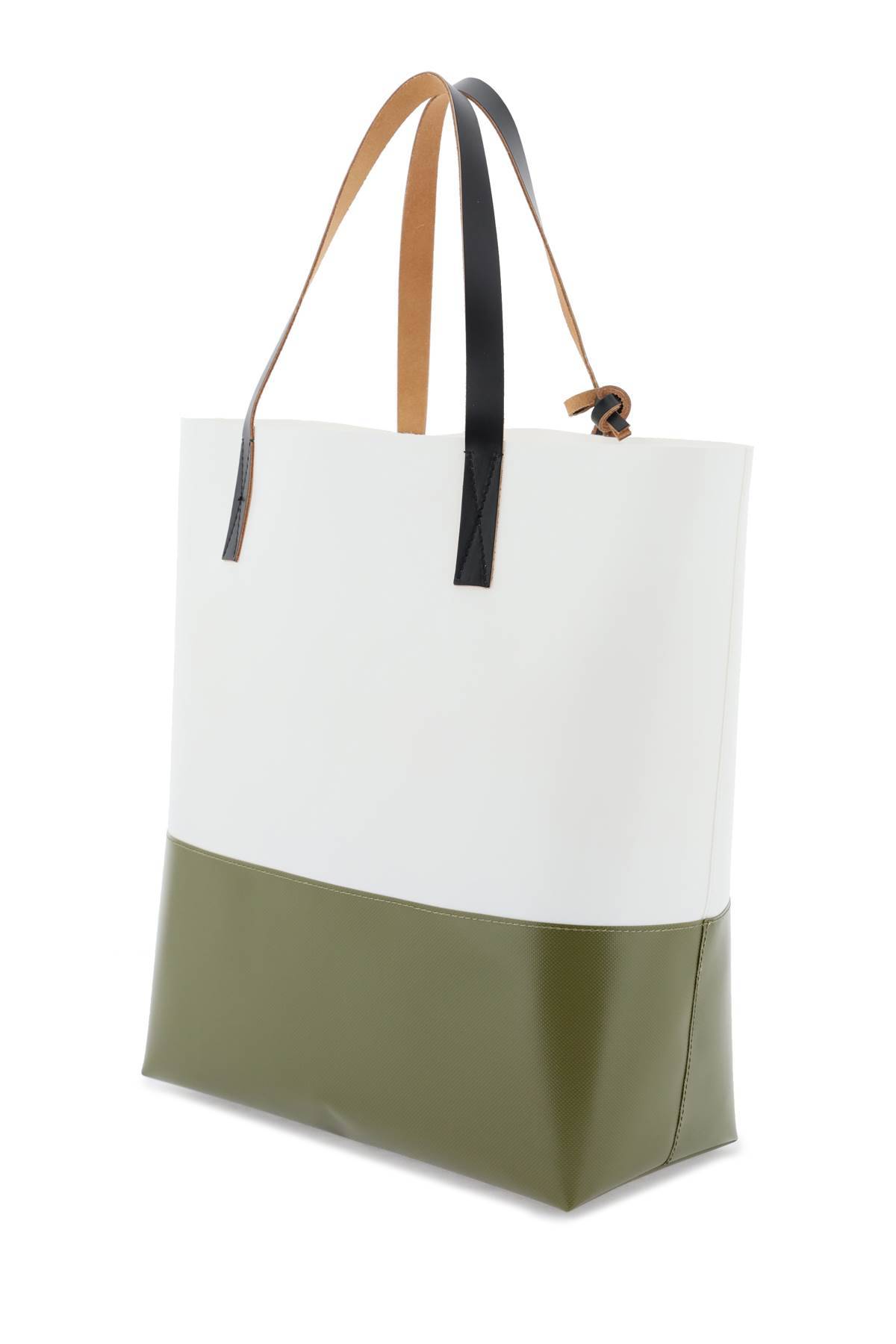 Shop Marni Tribeca Tote Bag In Green,white
