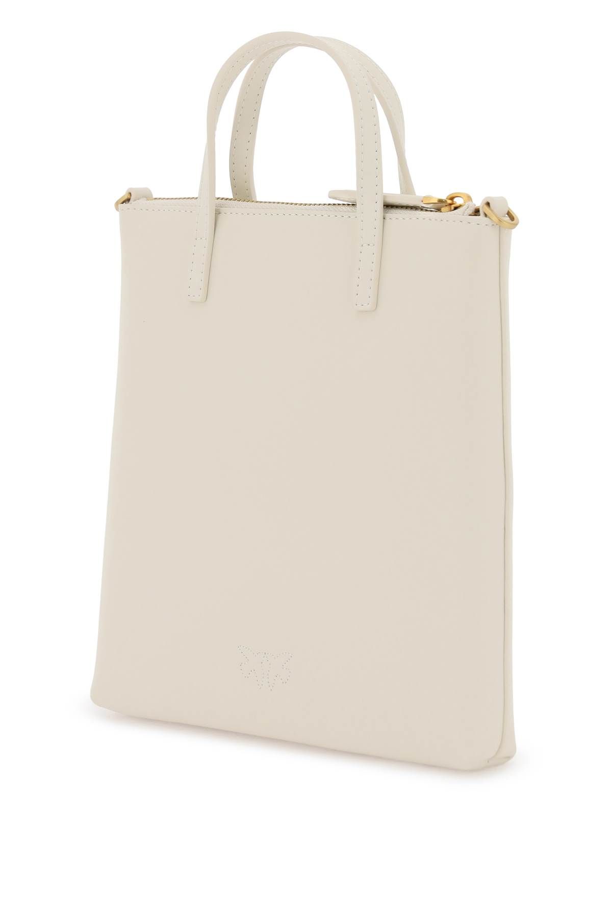 Shop Pinko Leather Mini Tote Bag In White