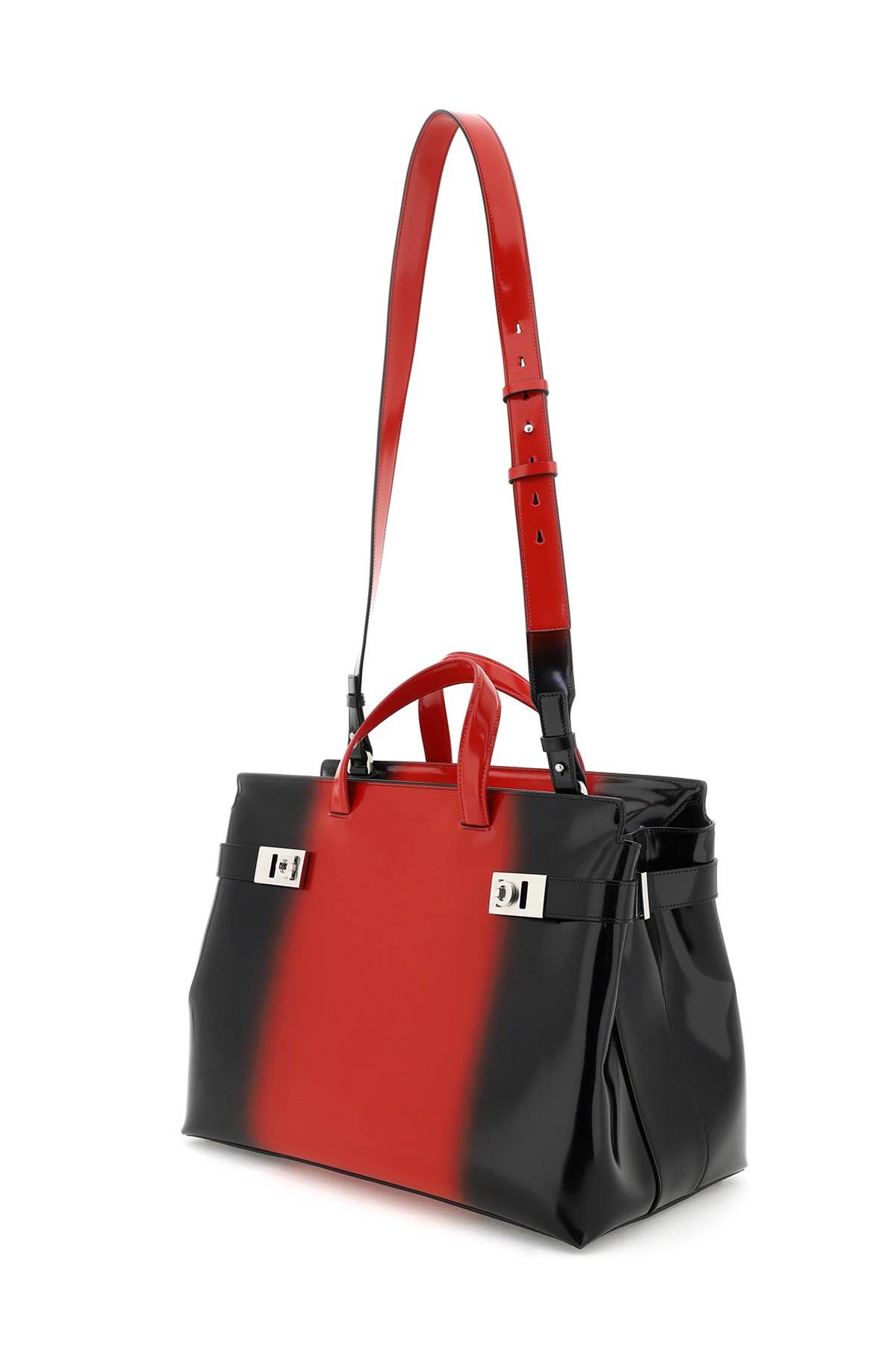 Shop Ferragamo Gradient Leather Tote Bag In Black,red