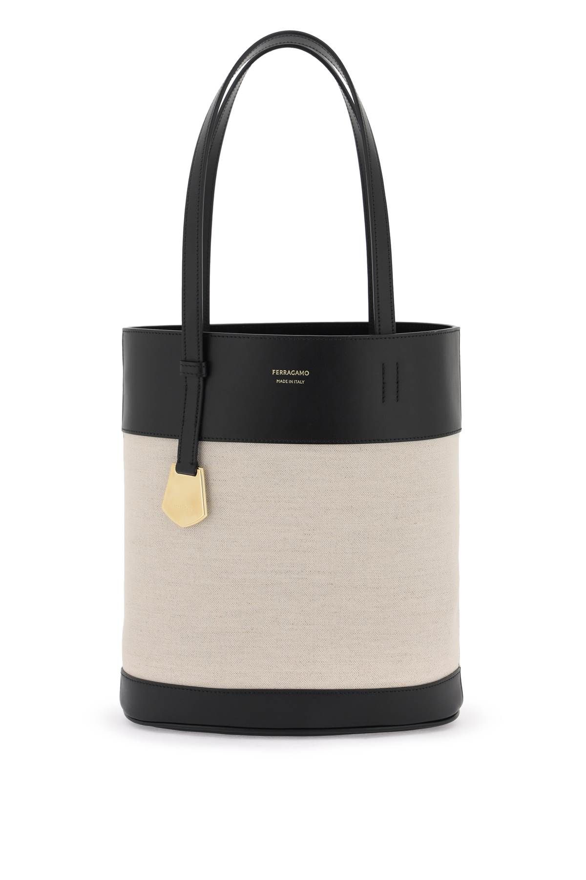 Shop Ferragamo Charming Tote Bag N/s In Beige,black