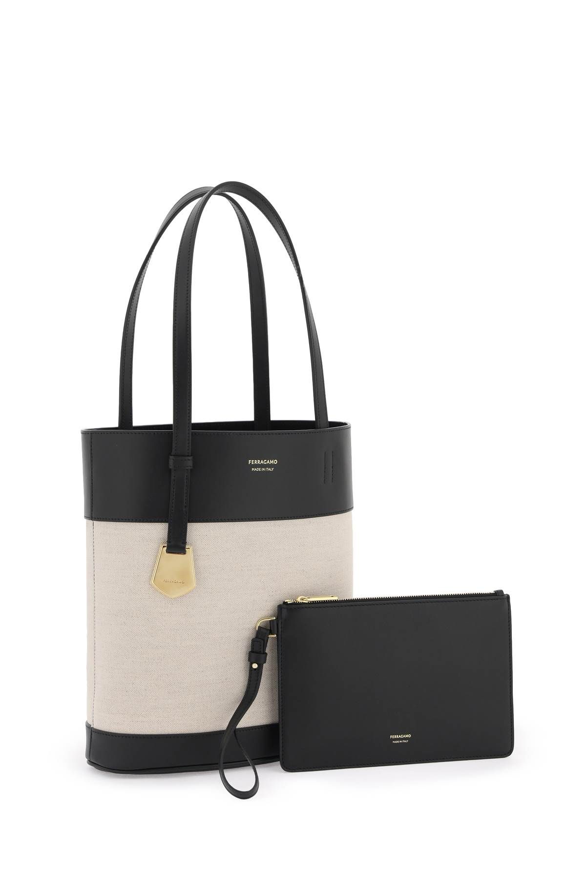 Shop Ferragamo Charming Tote Bag N/s In Beige,black