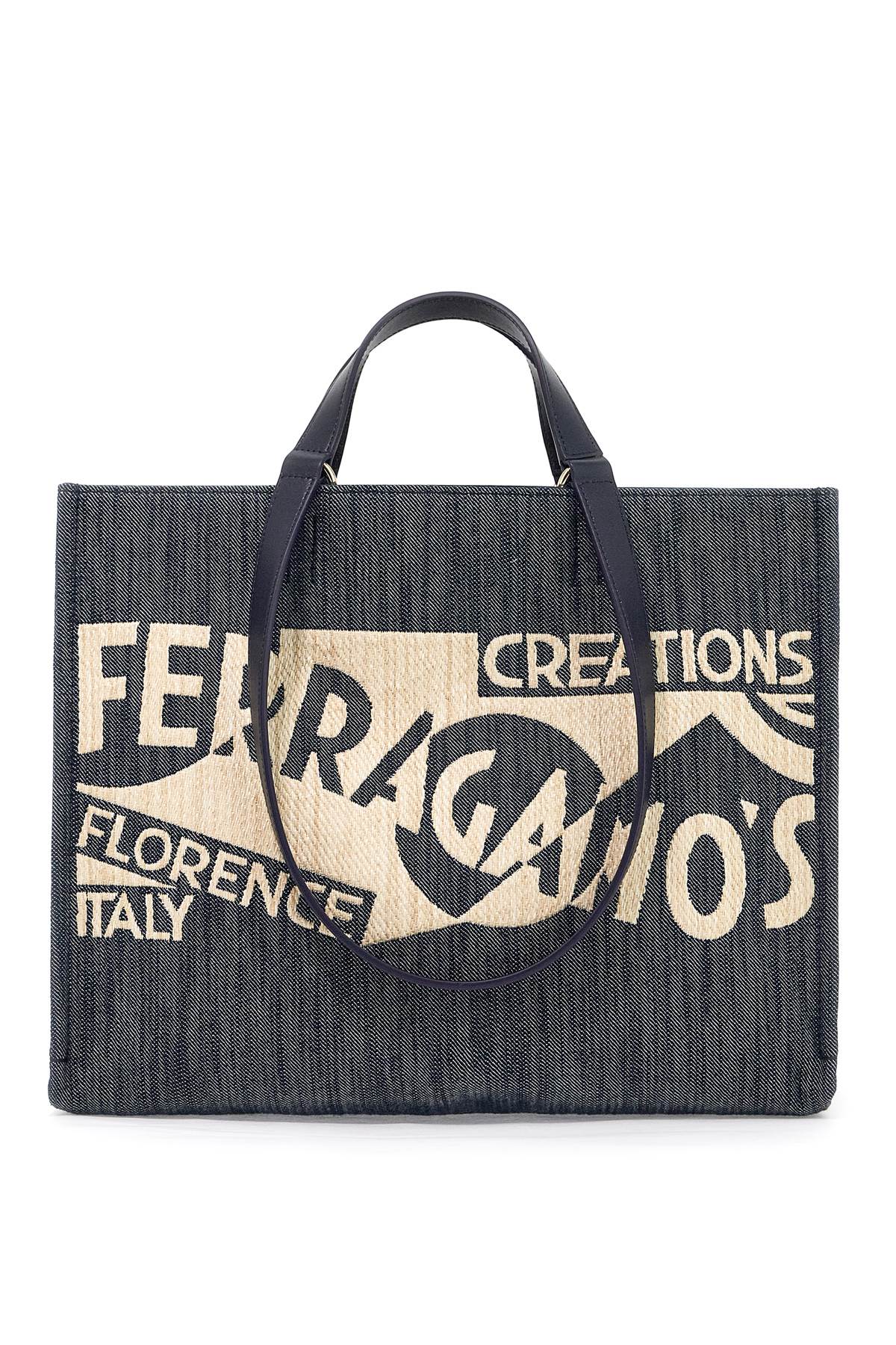 Ferragamo Logo Printed Tote Bag (m) In Black