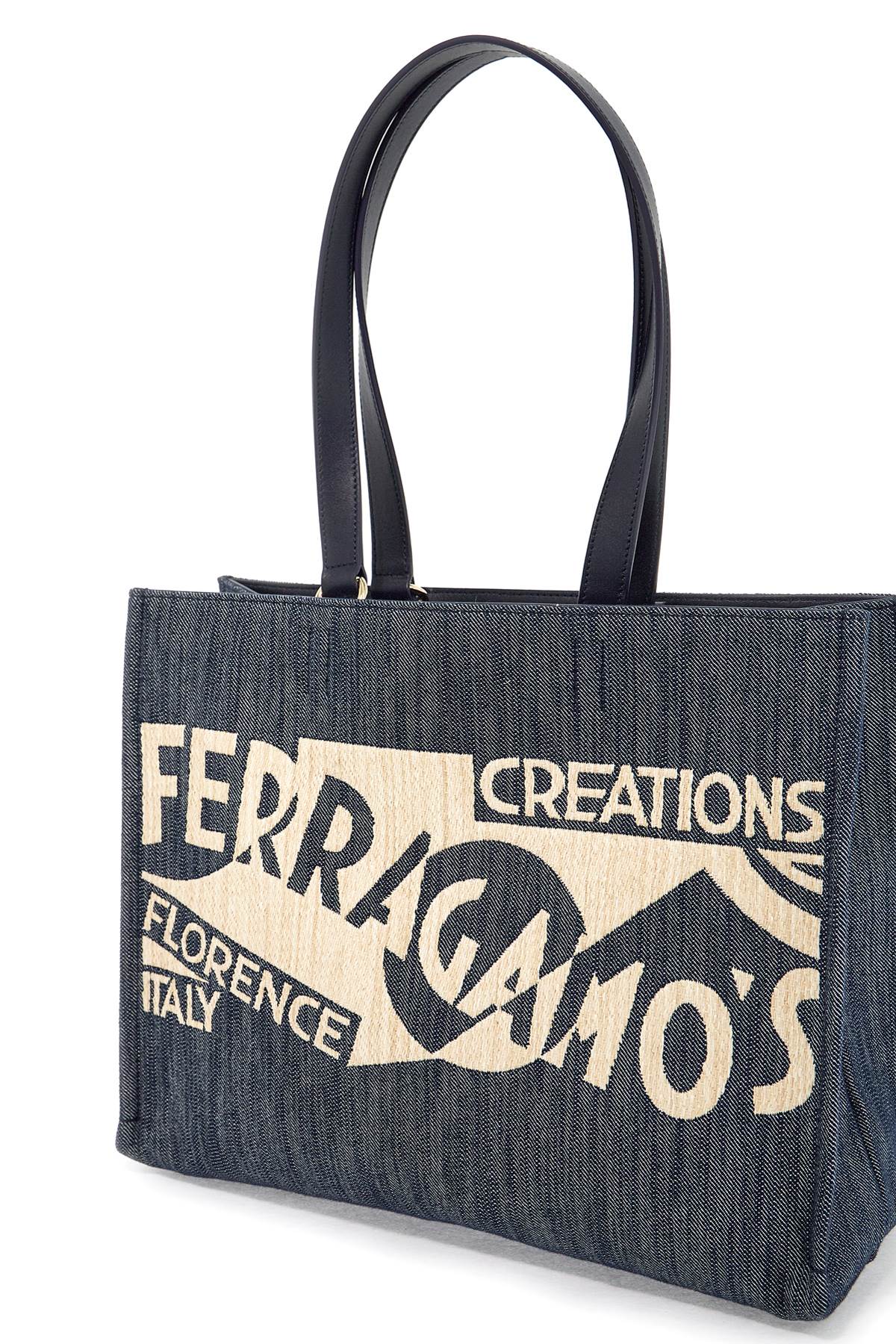 Shop Ferragamo Logo Printed Tote Bag (m) In Beige