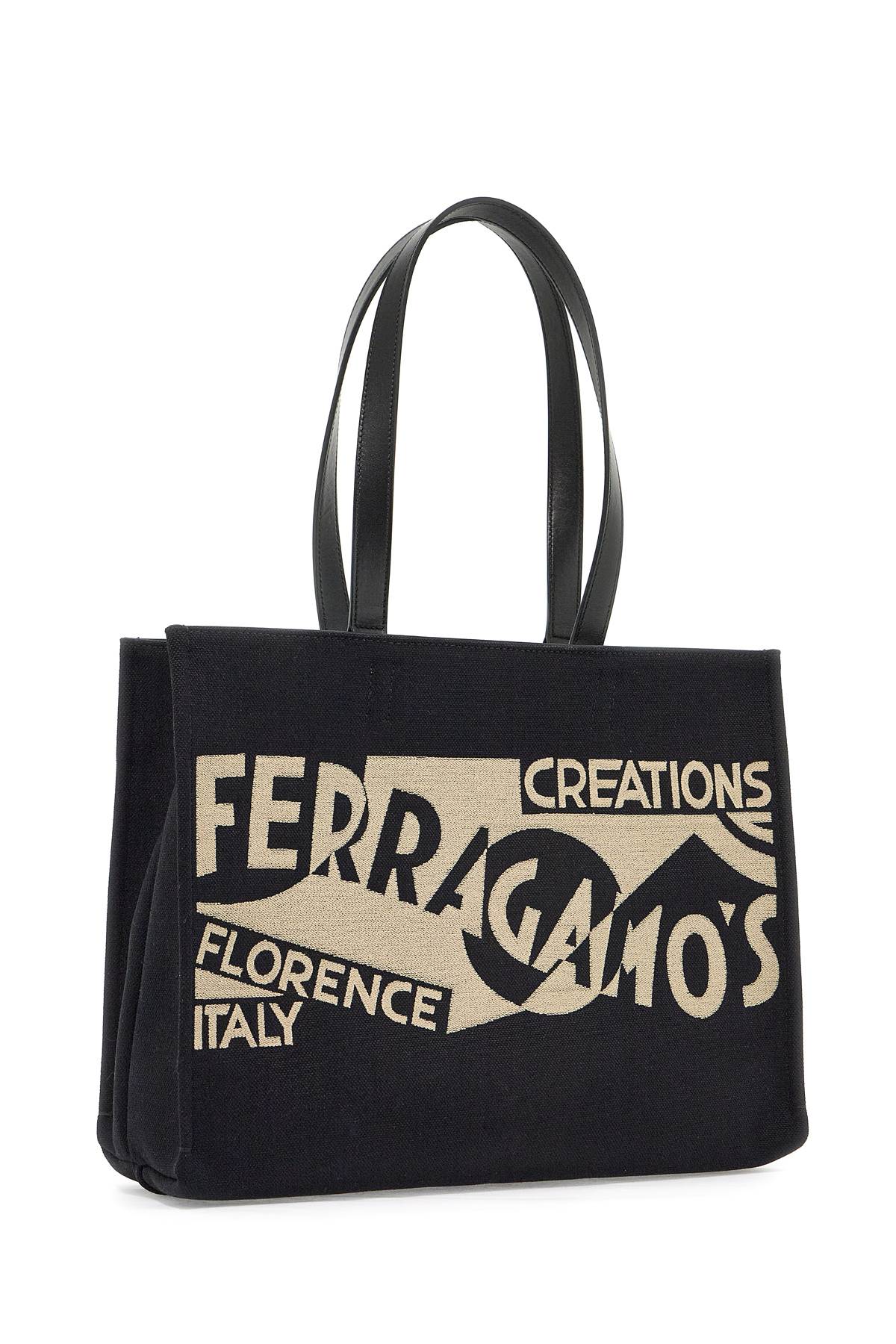 Shop Ferragamo Logo Printed Tote Bag (m) In Beige