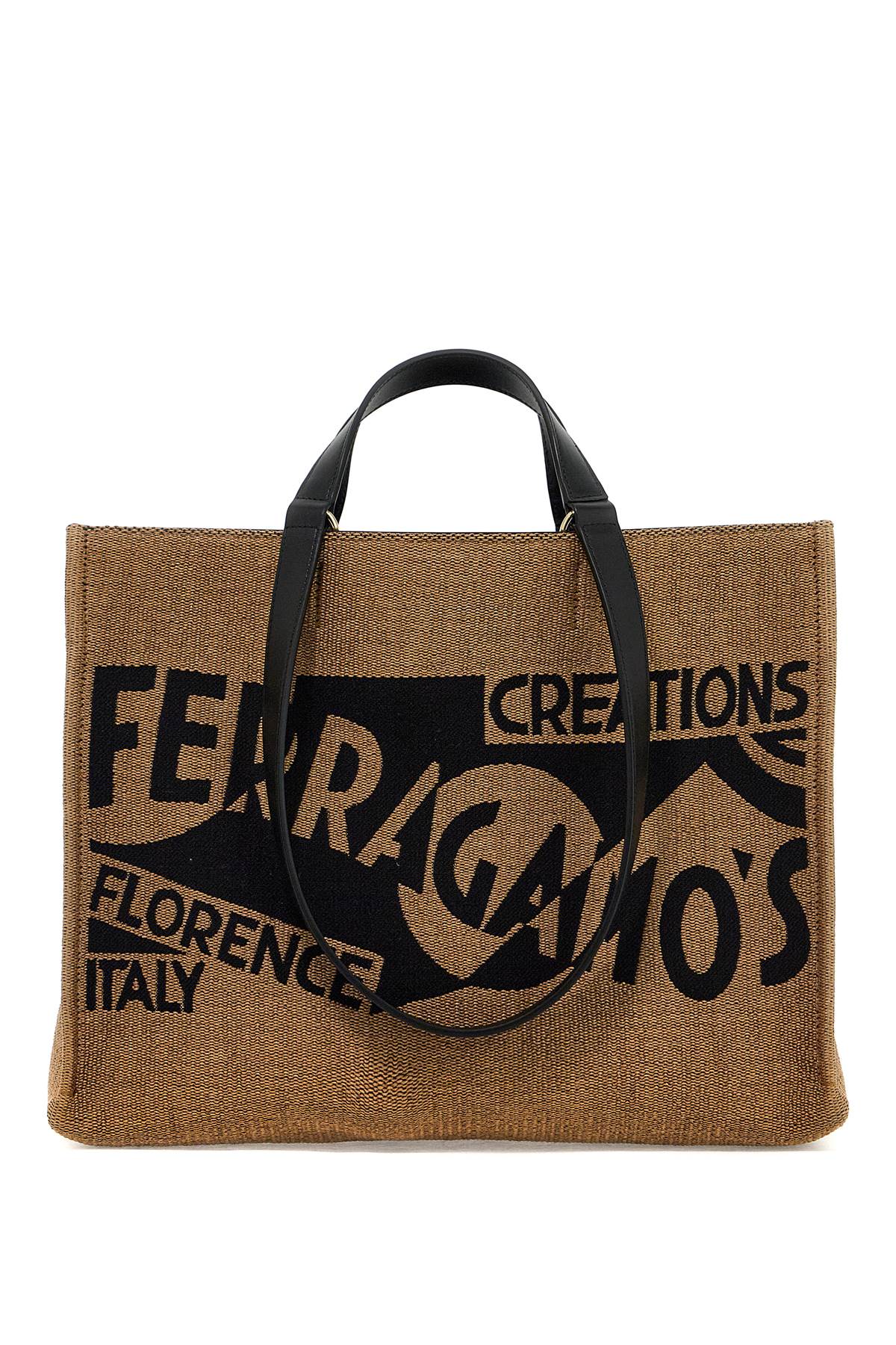 Shop Ferragamo Logo Printed Tote Bag (m) In Beige