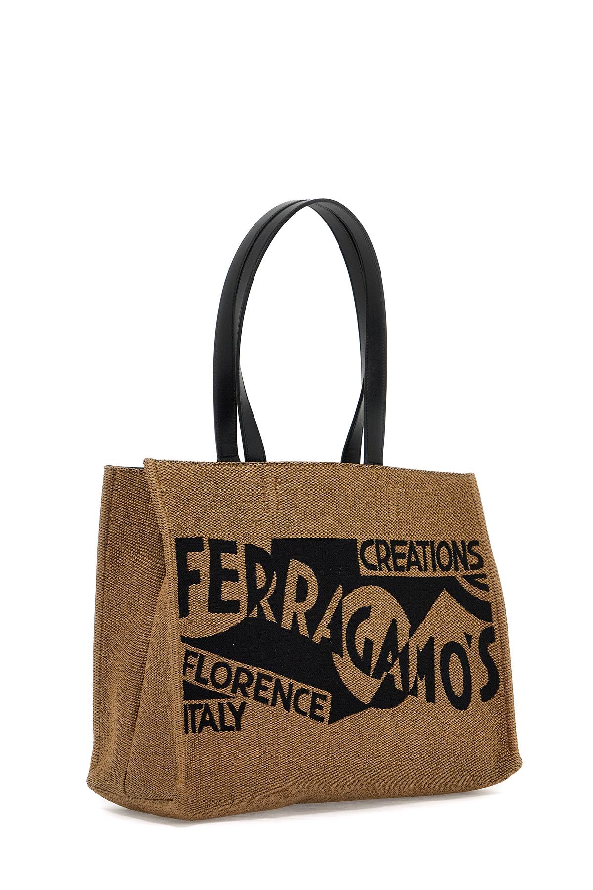 Shop Ferragamo Logo Printed Tote Bag (m) In Beige