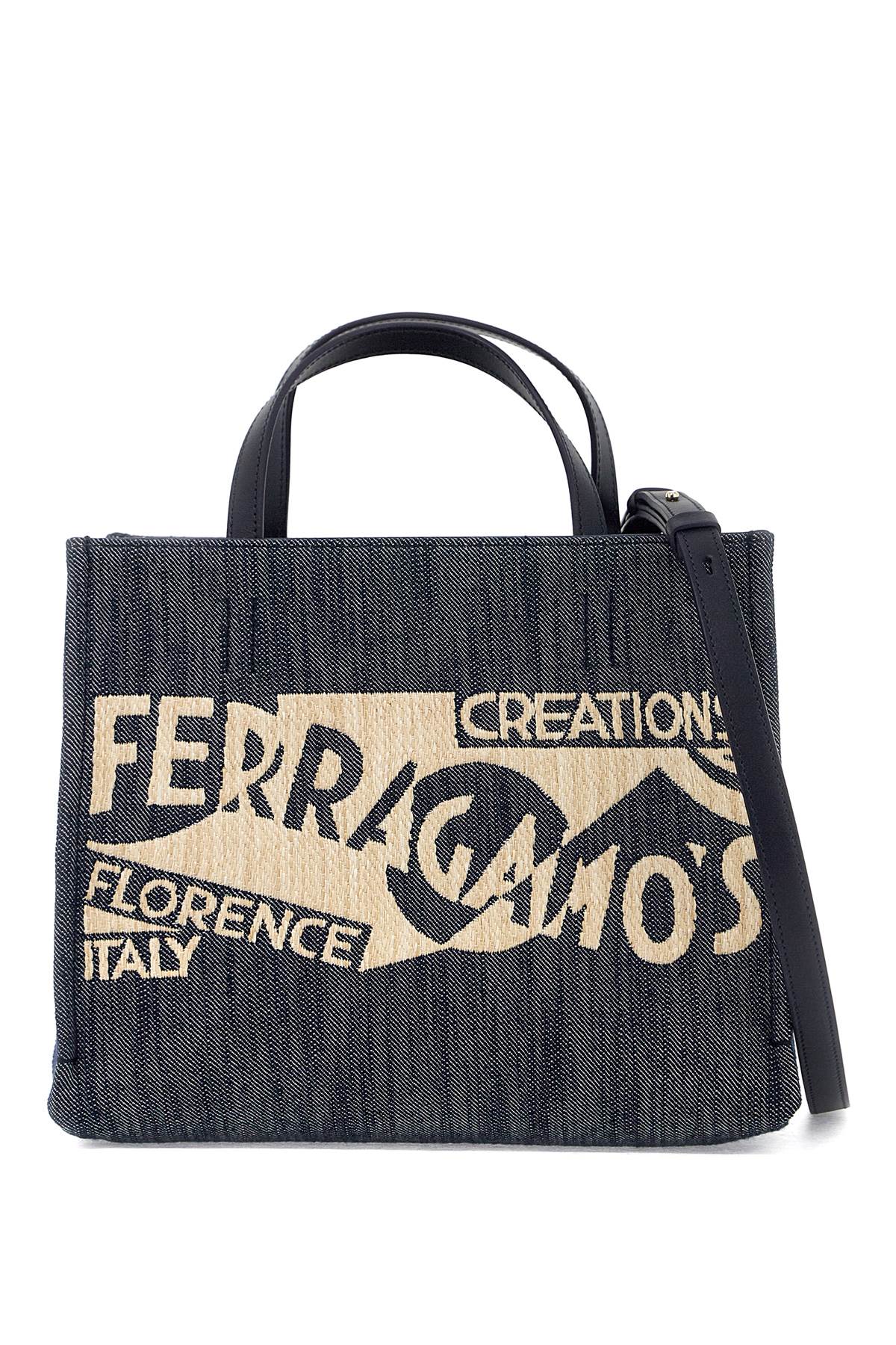 Shop Ferragamo Logo Printed Small Tote Bag In Beige