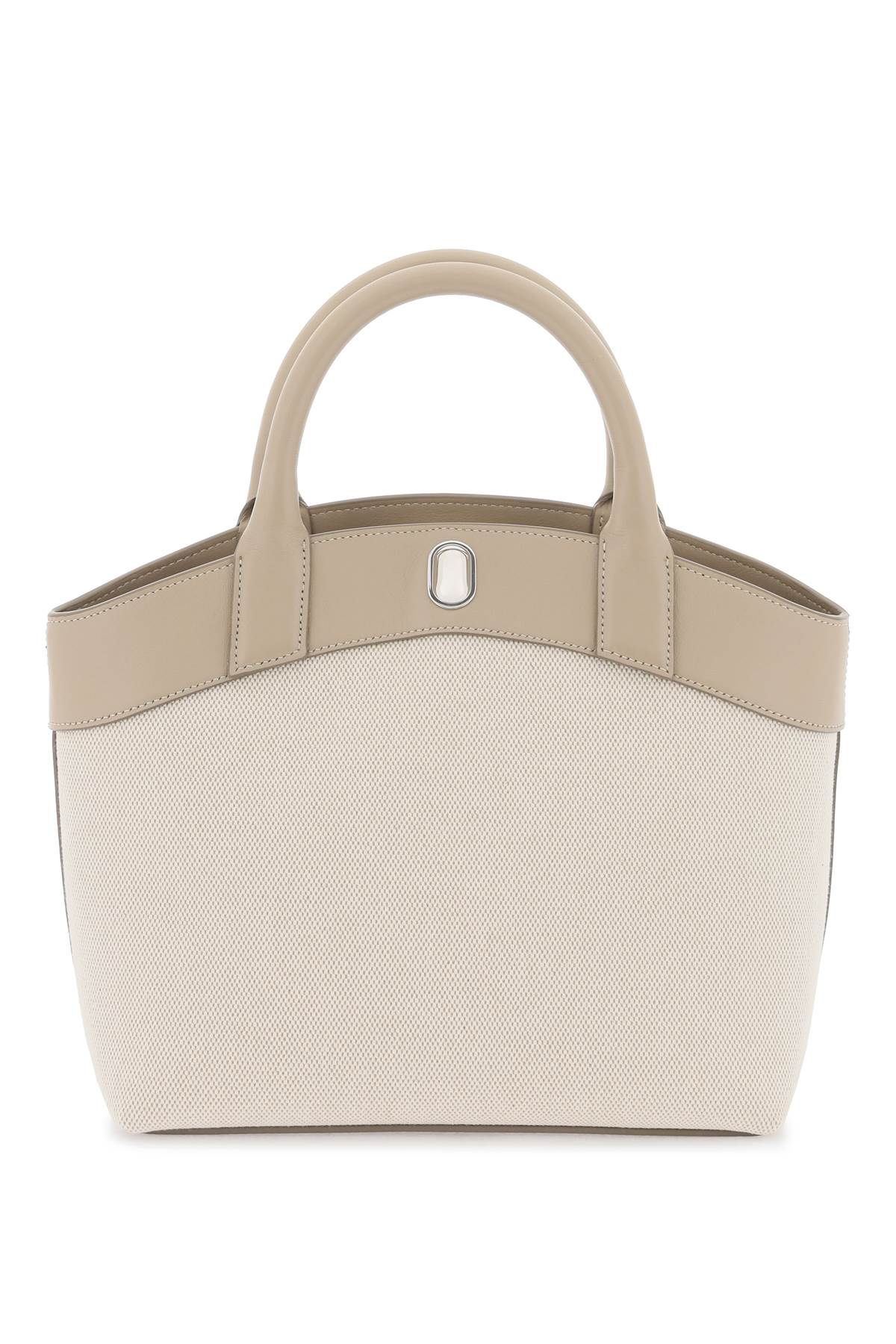 Savette Small Round Canvas Tote Bag In Beige