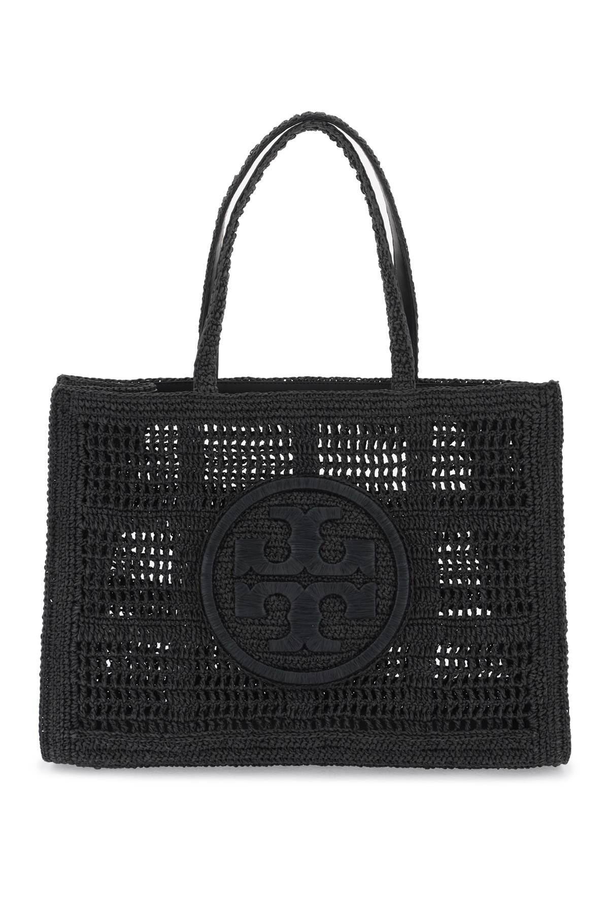 Shop Tory Burch Ella Crochet Raffia Tote Bag In In Black