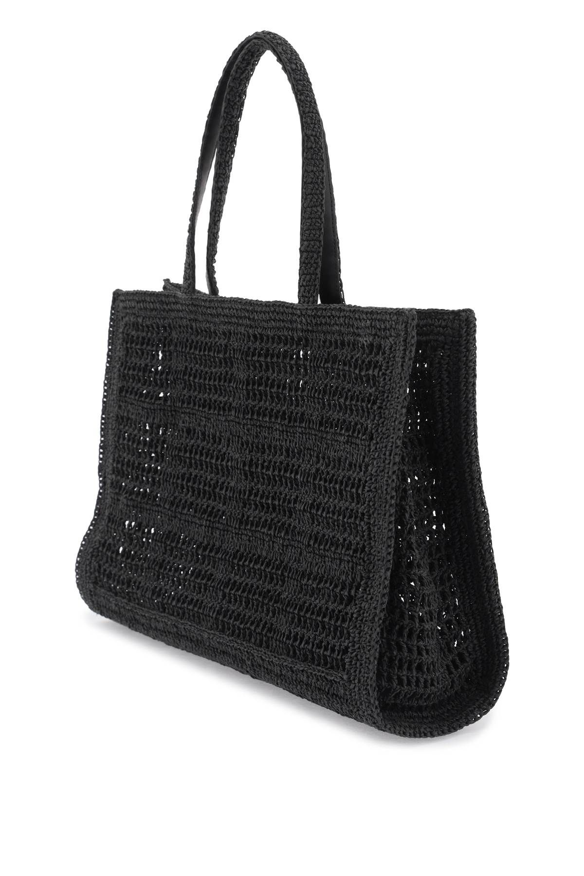 Shop Tory Burch Ella Crochet Raffia Tote Bag In In Black