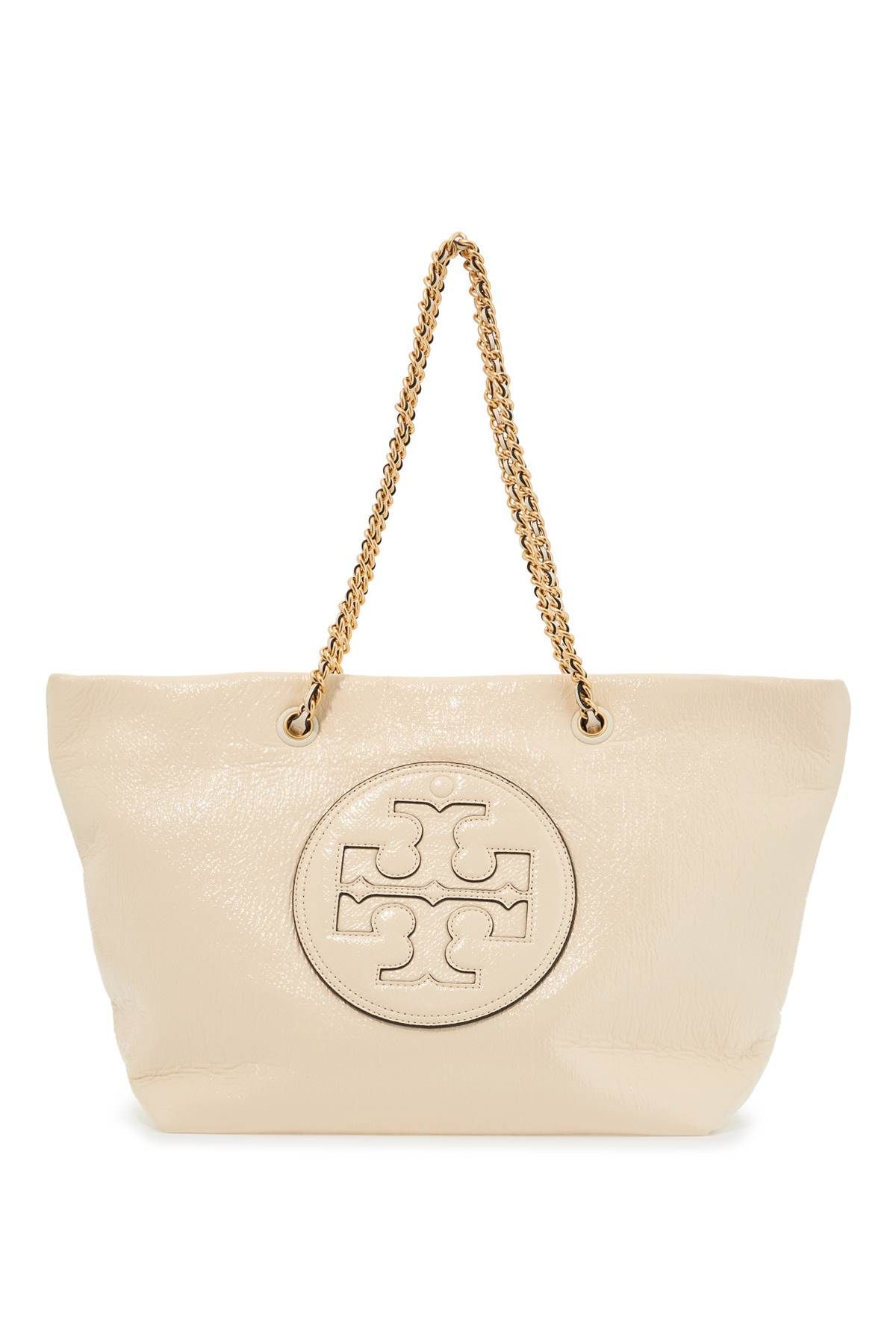 Shop Tory Burch Ella Shopping Bag In Crinkled In Neutro