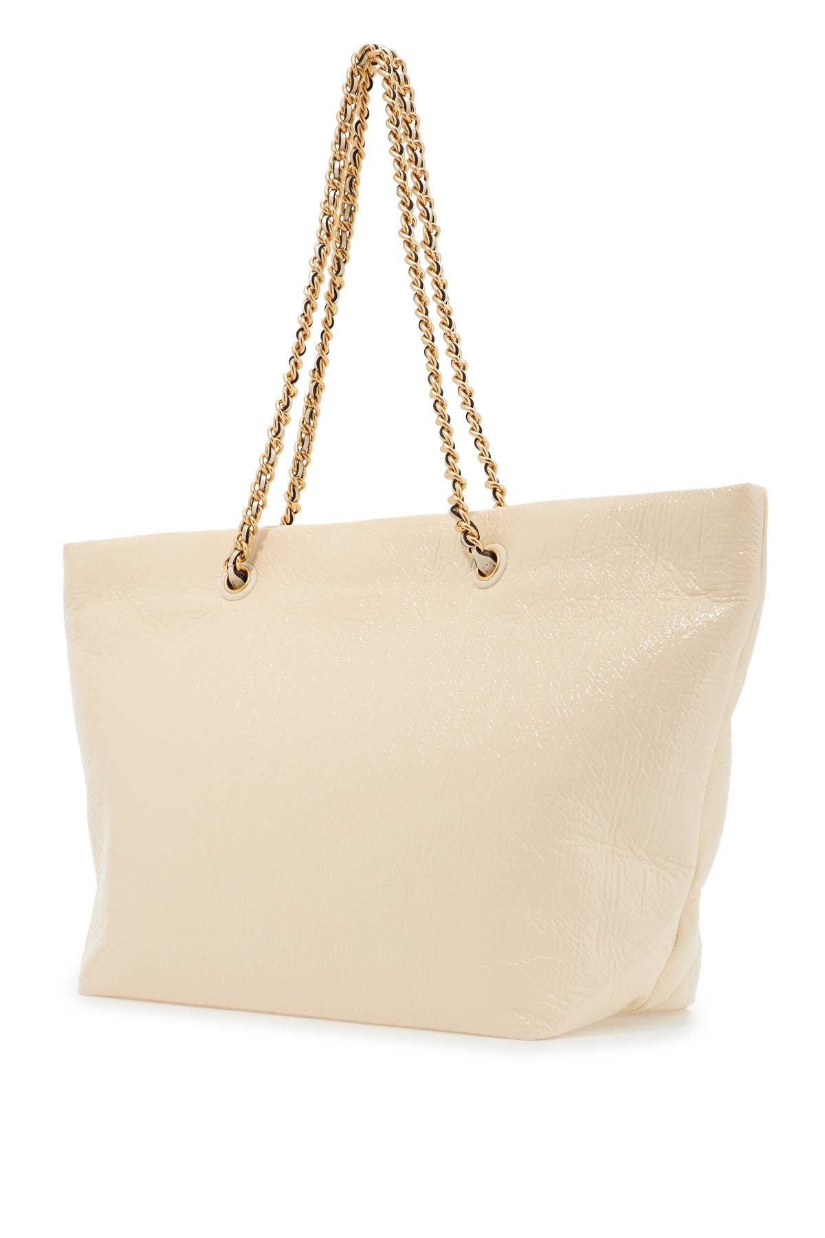 Shop Tory Burch Ella Shopping Bag In Crinkled In Neutro