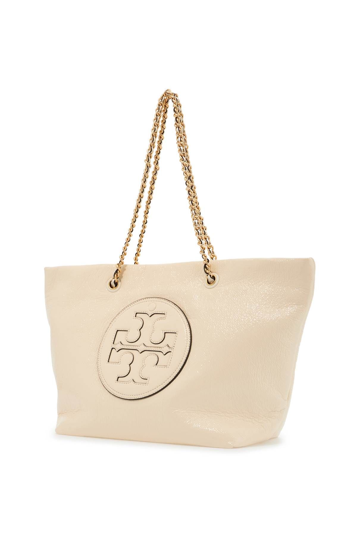 Shop Tory Burch Ella Shopping Bag In Crinkled In Neutro