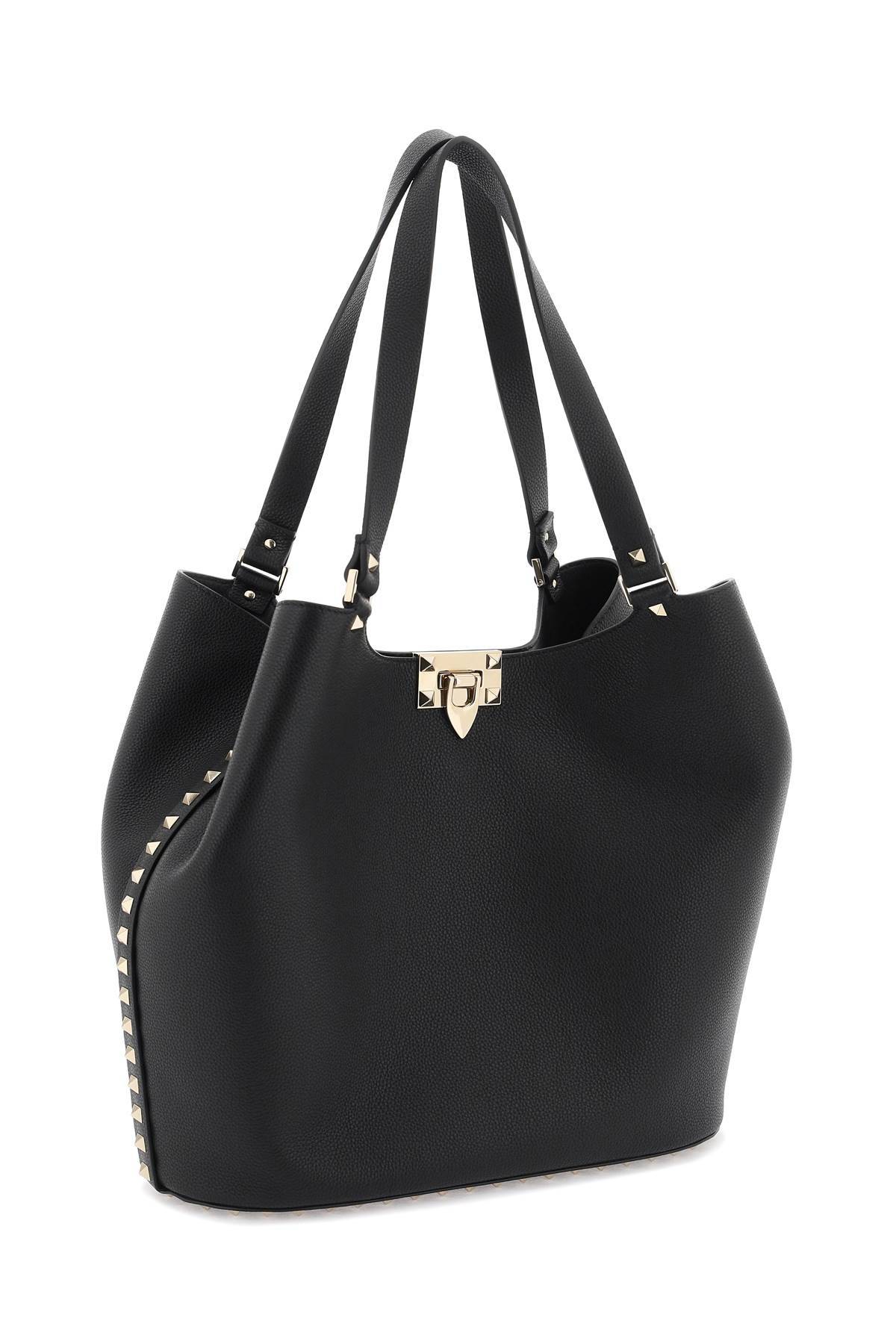 Shop Valentino Rockstud Tote Bag In Black