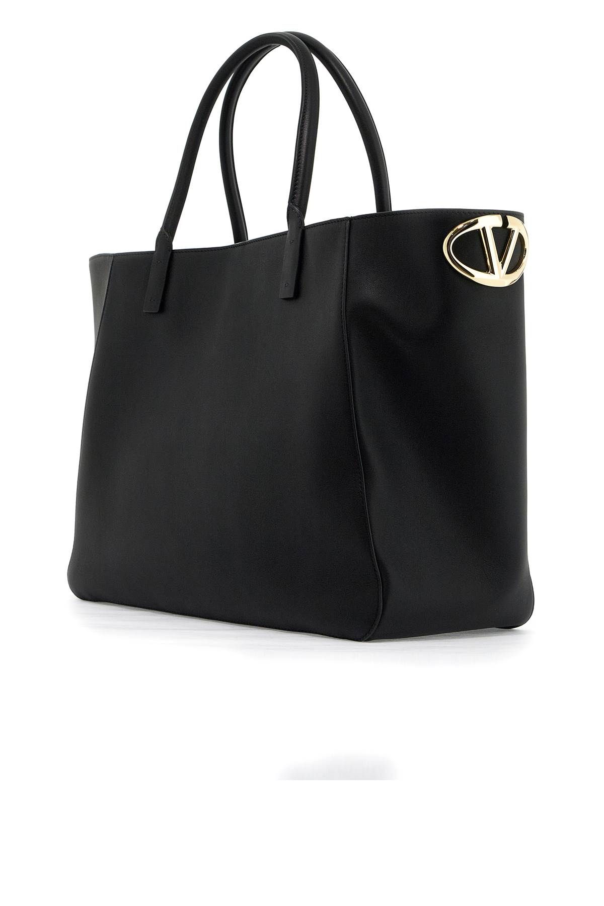 Shop Valentino Leather Tote Bag In Black