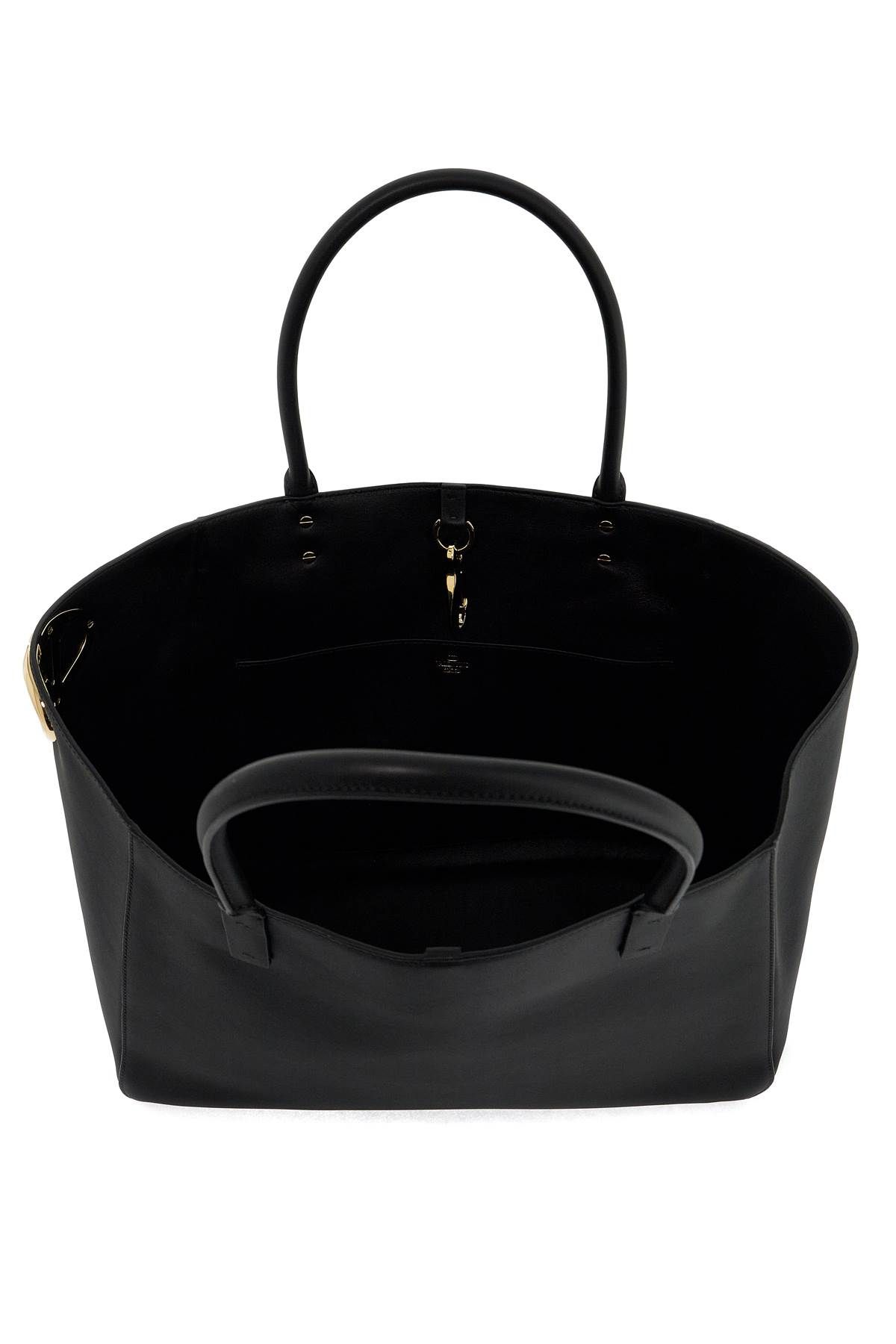 Shop Valentino Leather Tote Bag In Black