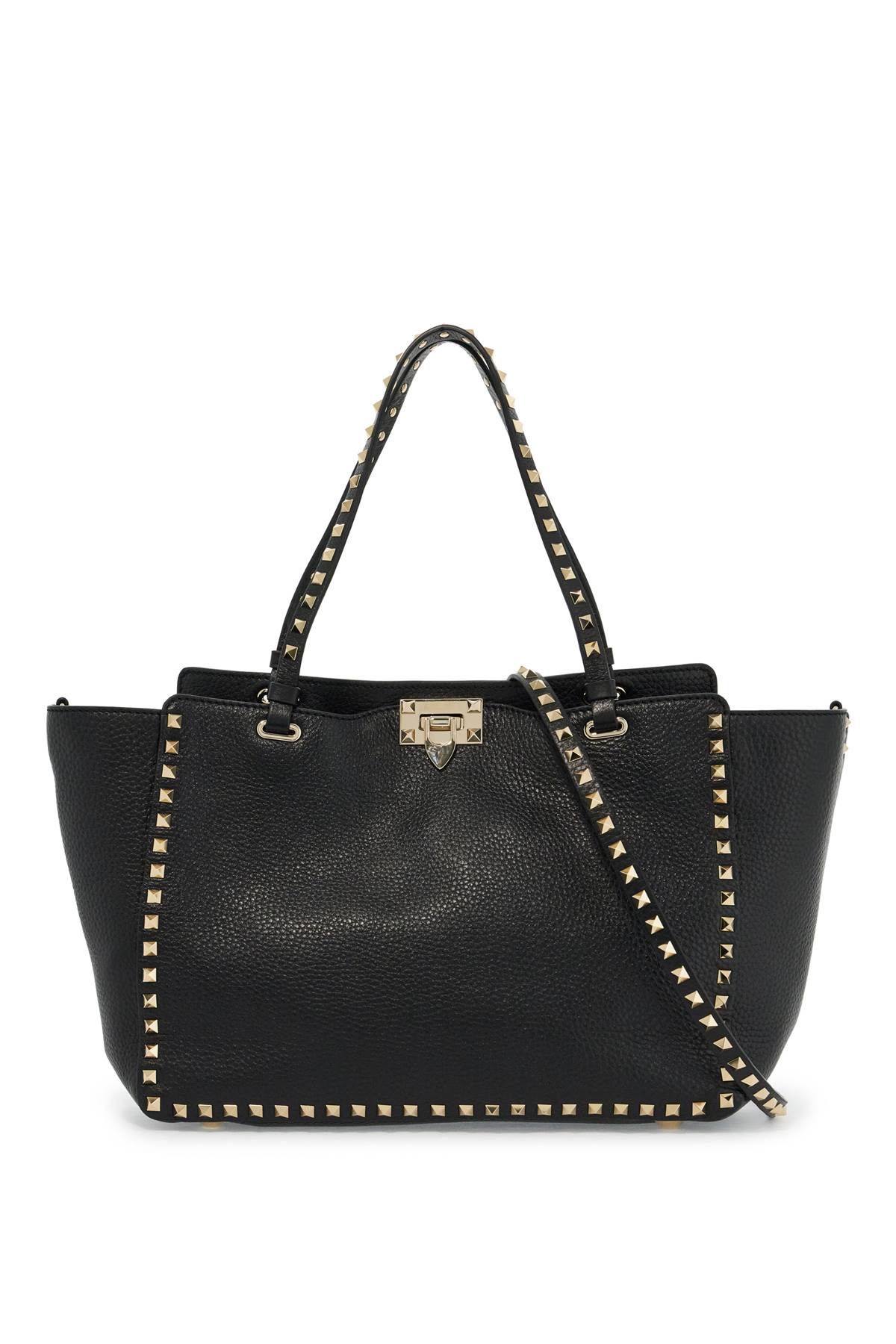 Shop Valentino Medium Rockstud Handbag In Black