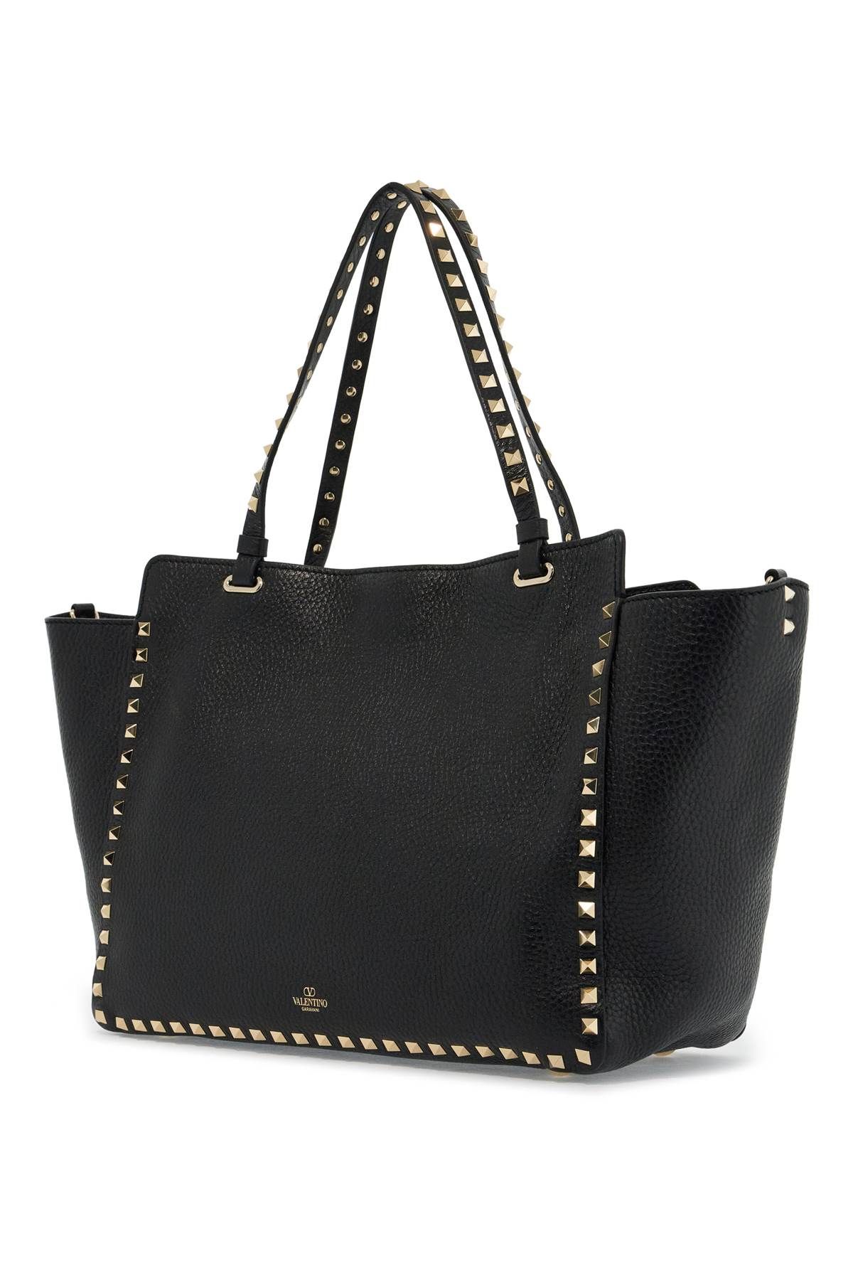 Shop Valentino Medium Rockstud Handbag In Black