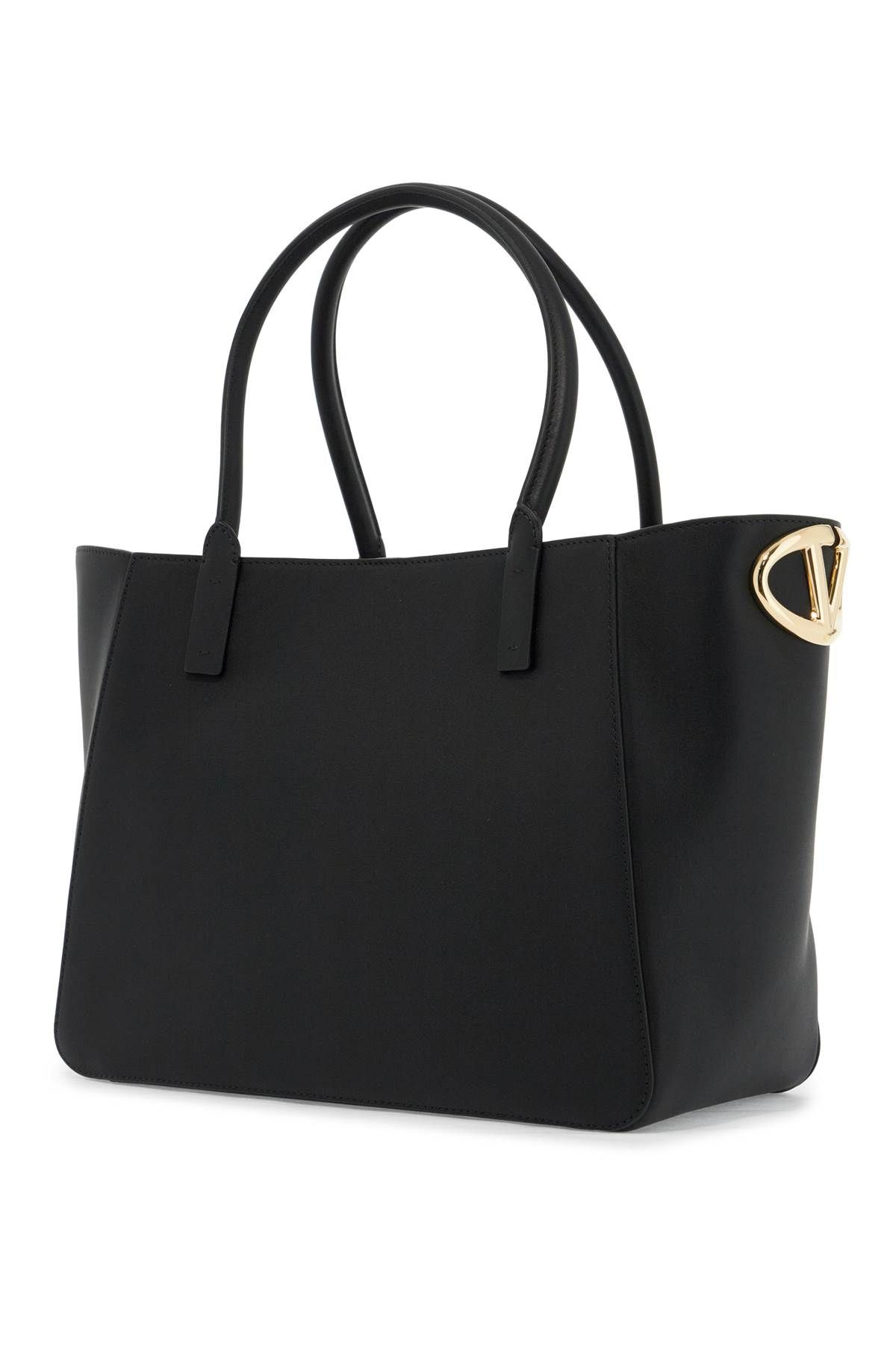 Shop Valentino Nappa Calfskin Vlogo Side Tote Bag In Black