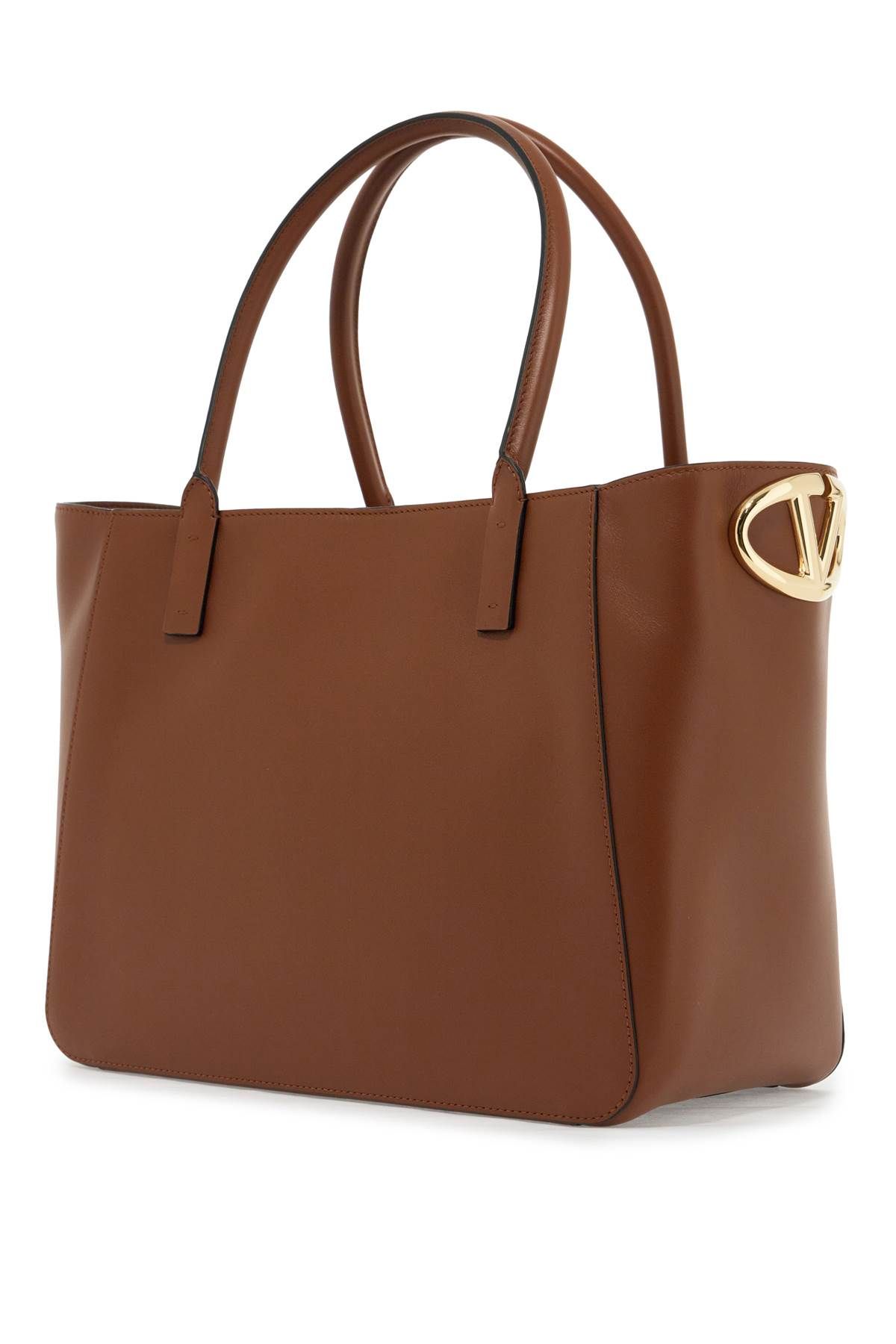 Shop Valentino Nappa Calfskin Vlogo Side Tote Bag In Brown