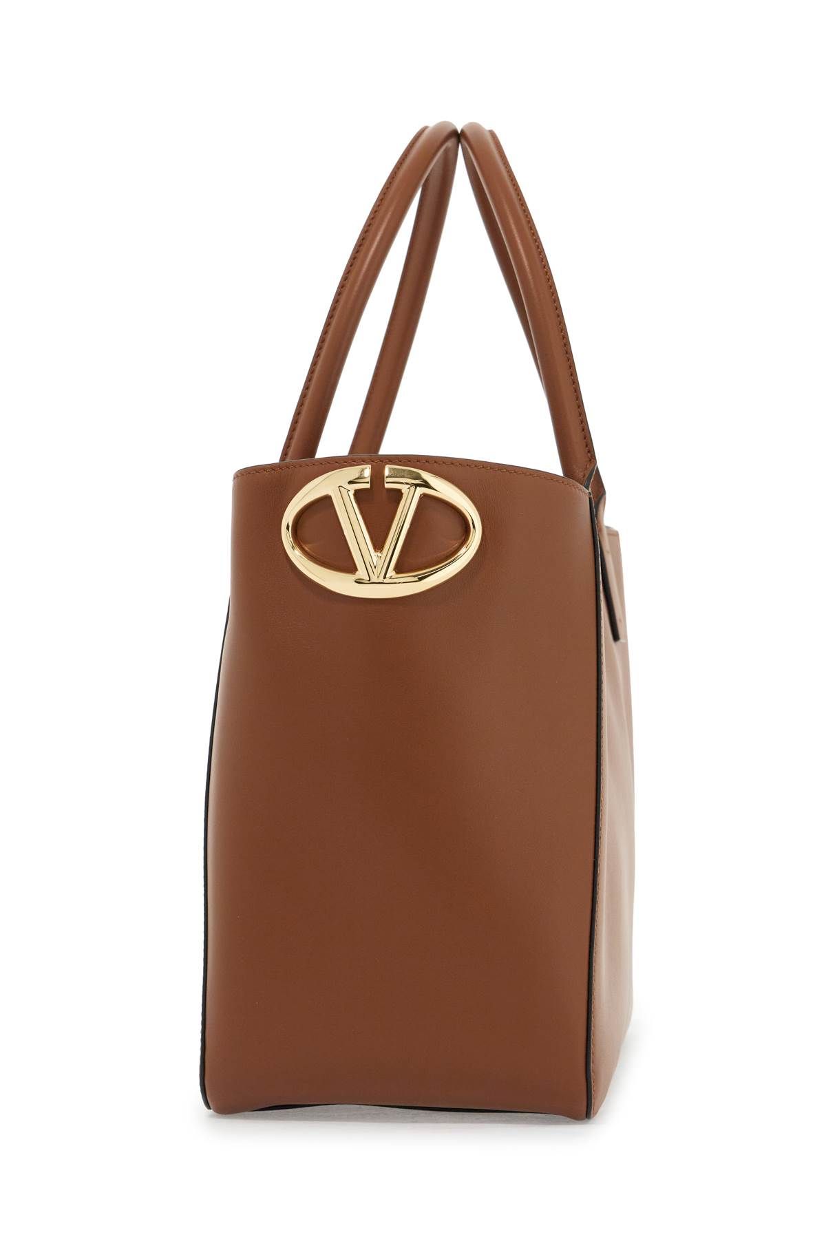 Shop Valentino Nappa Calfskin Vlogo Side Tote Bag In Brown