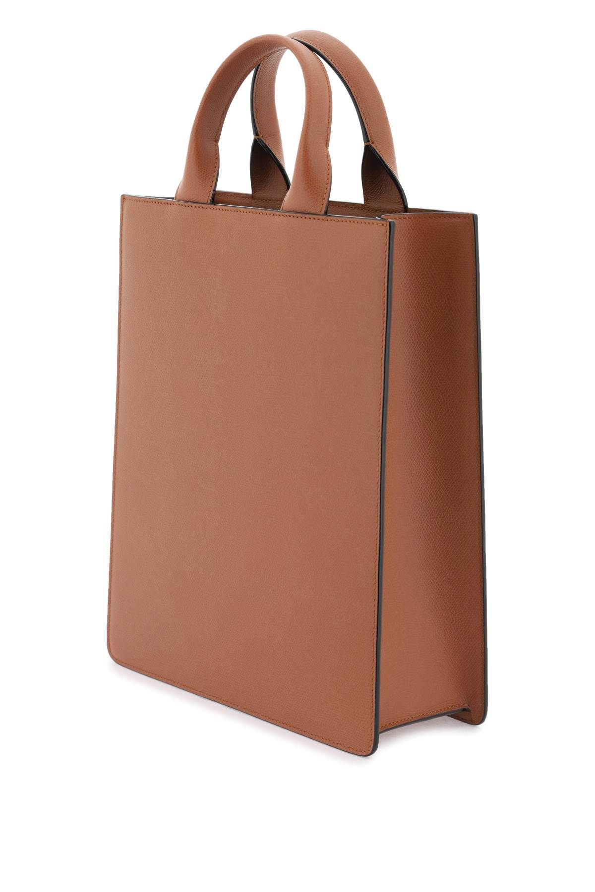 Shop Valextra Small 'boxy' Tote Bag In Brown