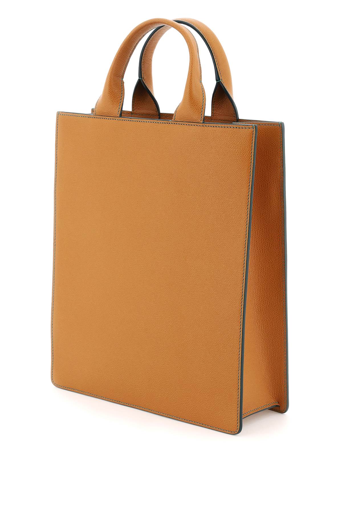 Shop Valextra Small 'boxy' Tote Bag In Brown