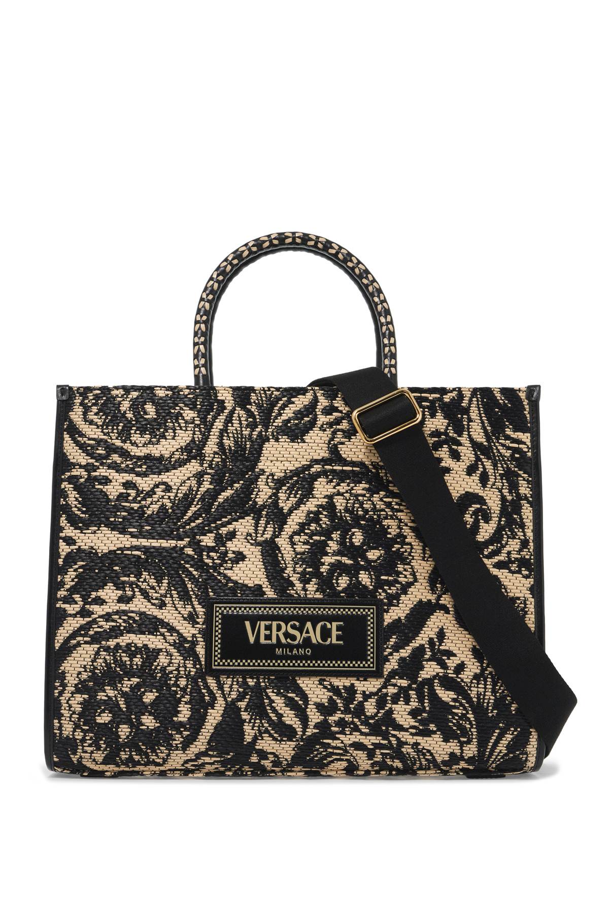 Shop Versace Medium Athena Barocco Tote Bag In Raff In Orange