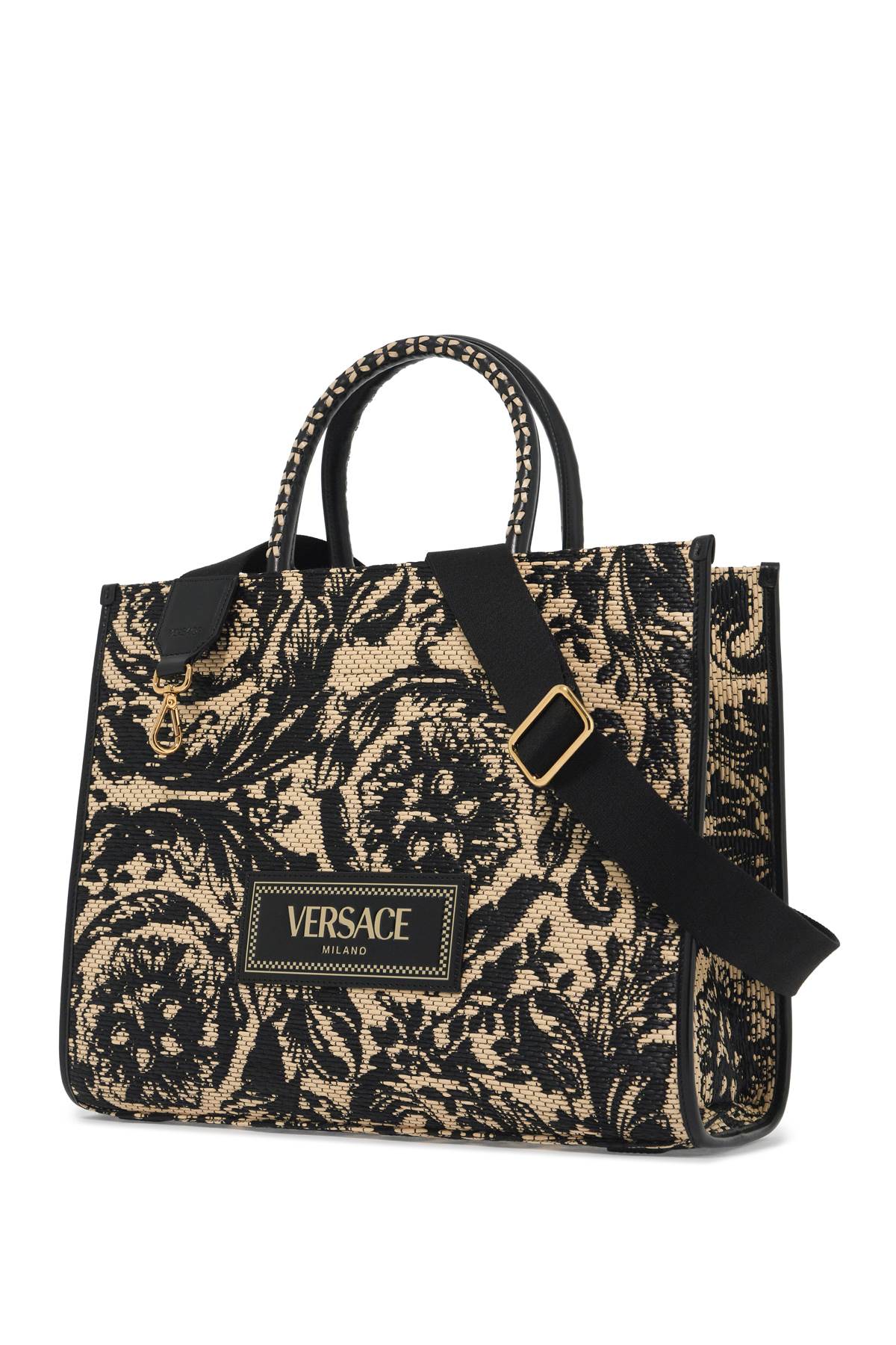 Shop Versace Medium Athena Barocco Tote Bag In Raff In Orange