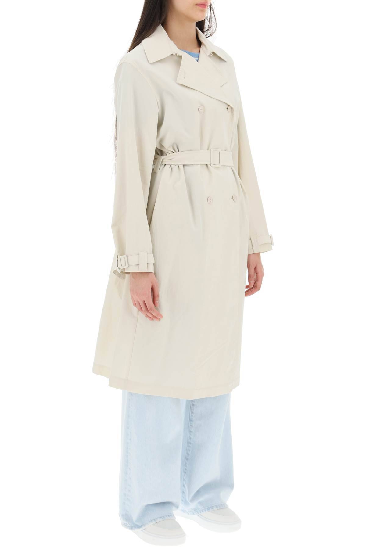Shop Apc 'irene' Double-breasted Trench Coat In Beige