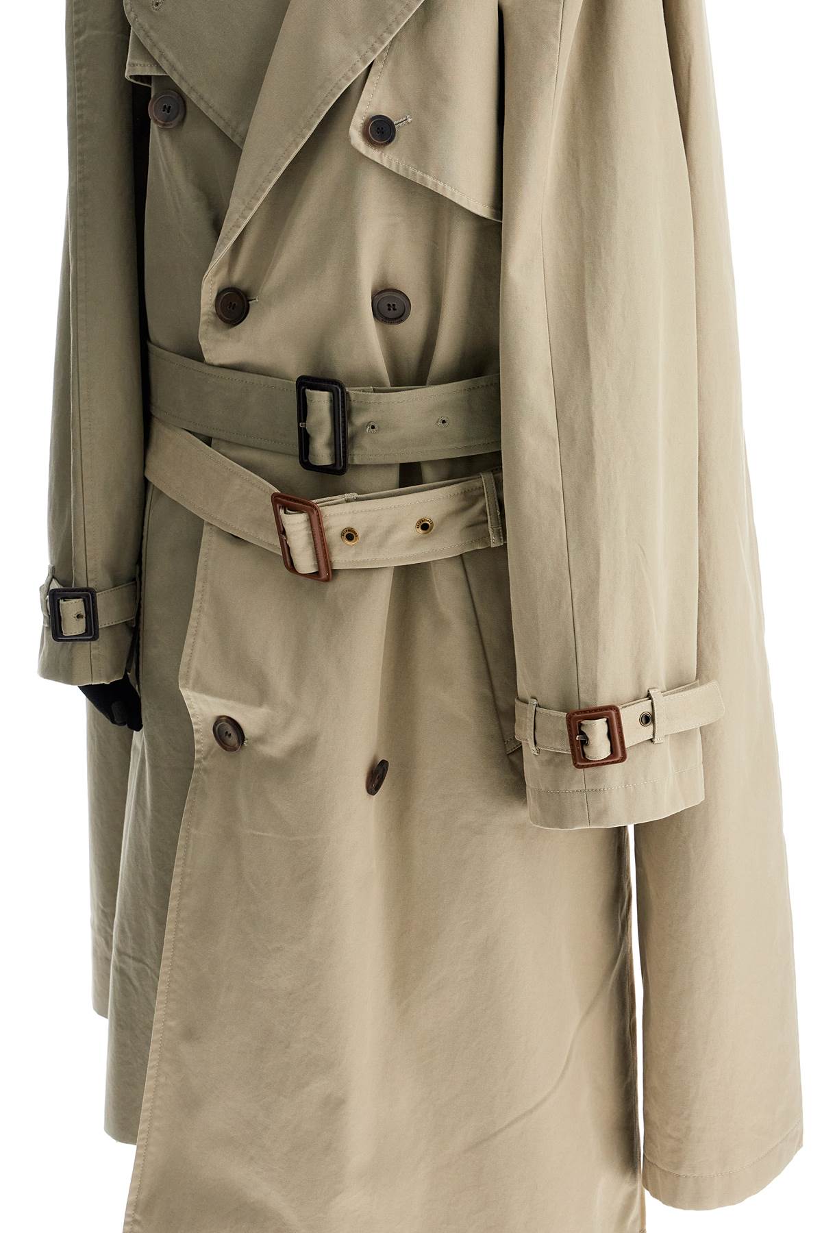 Shop Balenciaga Double Sleeve Trench Coat In Beige