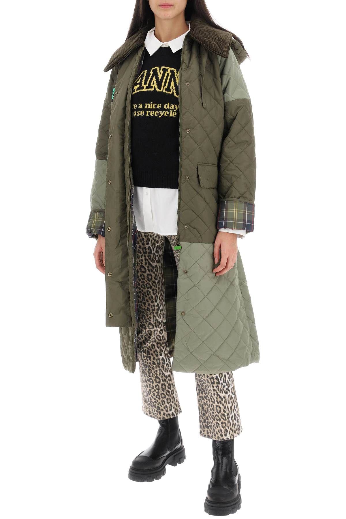Shop Barbour X Ganni Trench Trapuntato Burghley In Green