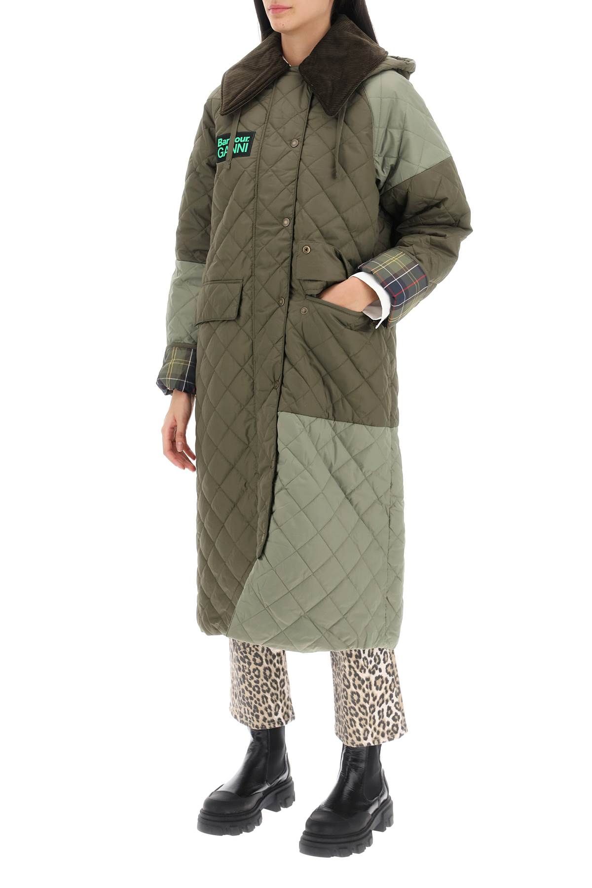 Shop Barbour X Ganni Trench Trapuntato Burghley In Green