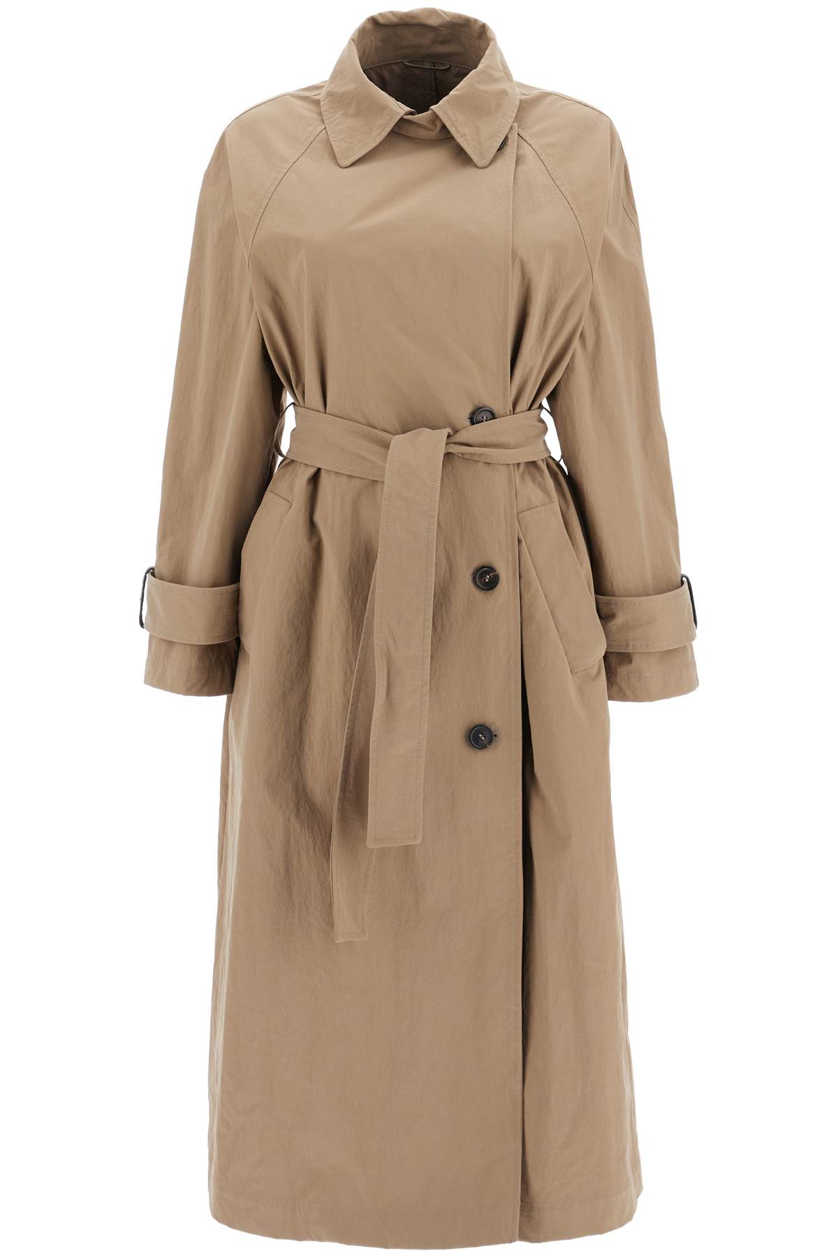 Shop Brunello Cucinelli 'trench Coat With Shiny Cuff Details In Neutro